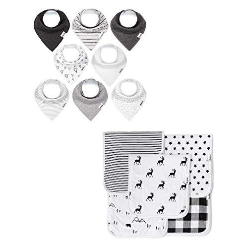 8-Pack Organic Cotton Baby Bandana Bibs & 5-Pack Burp Cloths Set - Soft, Thick & Absorbent Drool Bibs for Boys & Girls (21