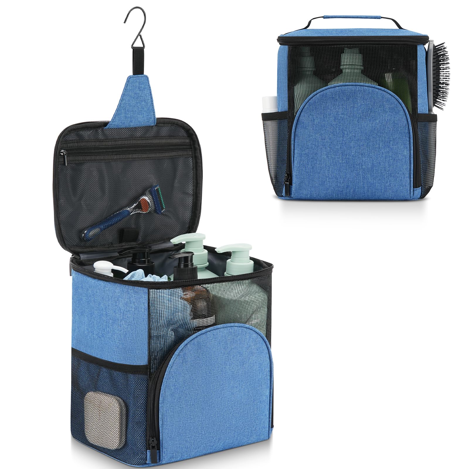 Portable Shower Caddy Tote - Quick Dry Mesh Shower Bag for College Dorm, Summer Camp & Travel - Waterproof Organizer for Toiletries, Cosmetics & Bath Essentials - Perfect for Students, Women & Men (Blue) - Ideal for RV Trips, Gym Showers & Beach Vacations