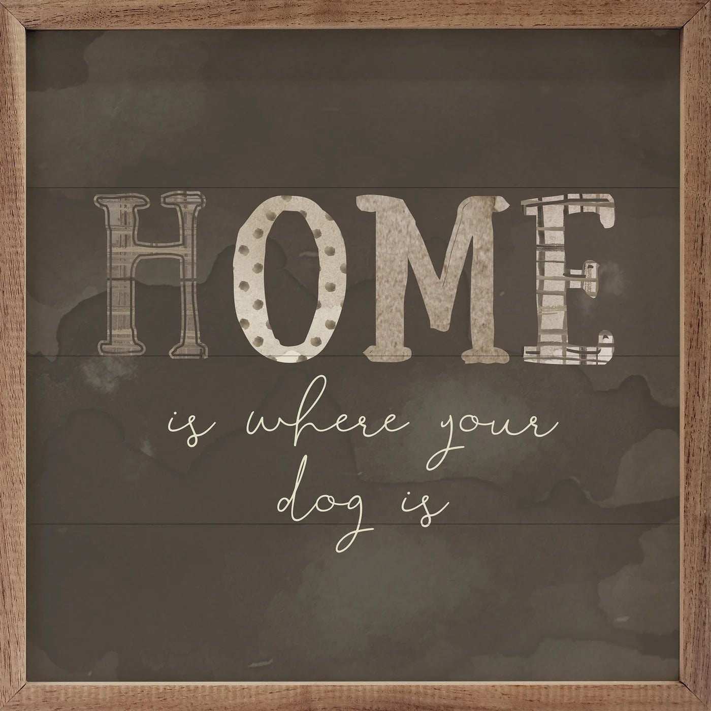 Home Is Where Your Dog Is - Gray Wood Framed Wall Art Print by Amylee Weeks - Perfect for Living Room, Bedroom Decor & Dog Lovers Gift