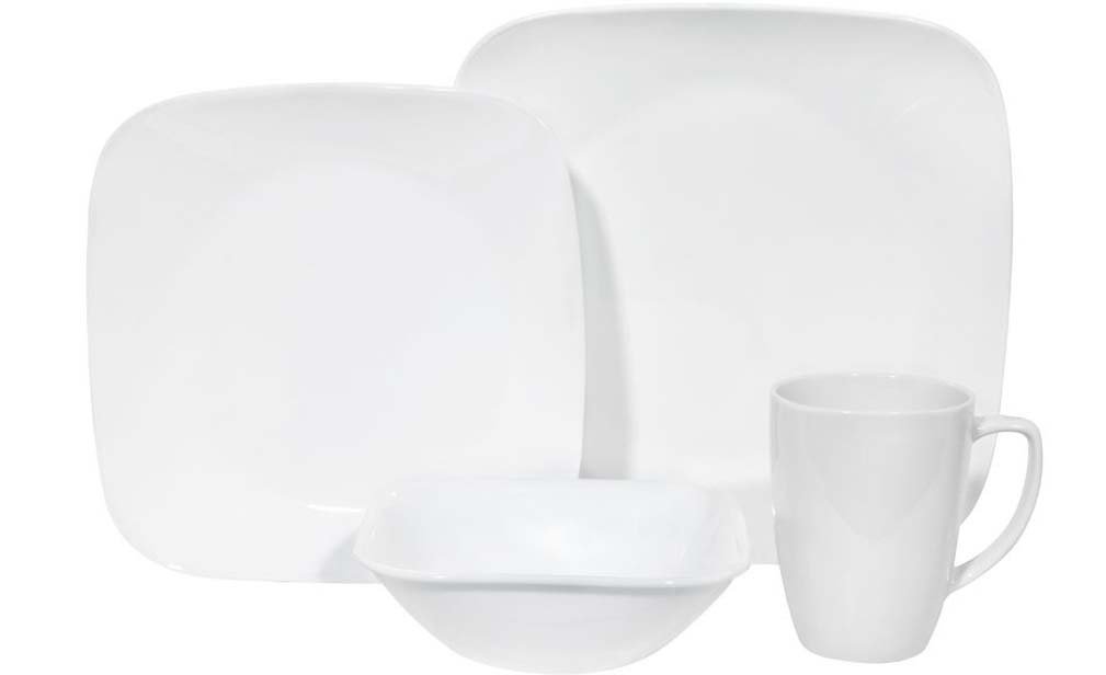 Corelle Square 16-Piece Dinnerware Set, Pure White - 4-Person Dinner Plates, Bowls & Mugs Set - Durable Chip-Resistant Dishware for Everyday Use, Family Dinners & Entertaining Guests