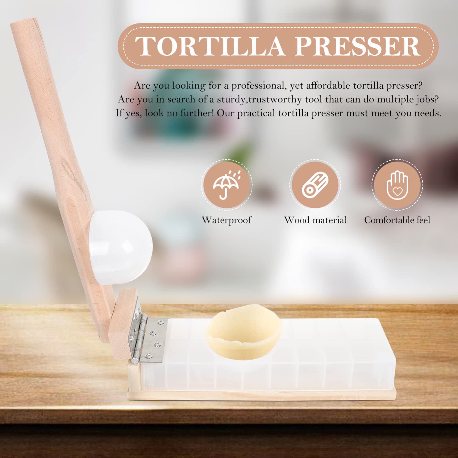 GANAZONO Tortilla Press - Plastic & Wood Dumpling Maker for Baozi, Pierogi, Ravioli & Hand Pies - Dough Press & Pastry Kitchen Tool for Homemade Mexican, Chinese & Italian Cuisine