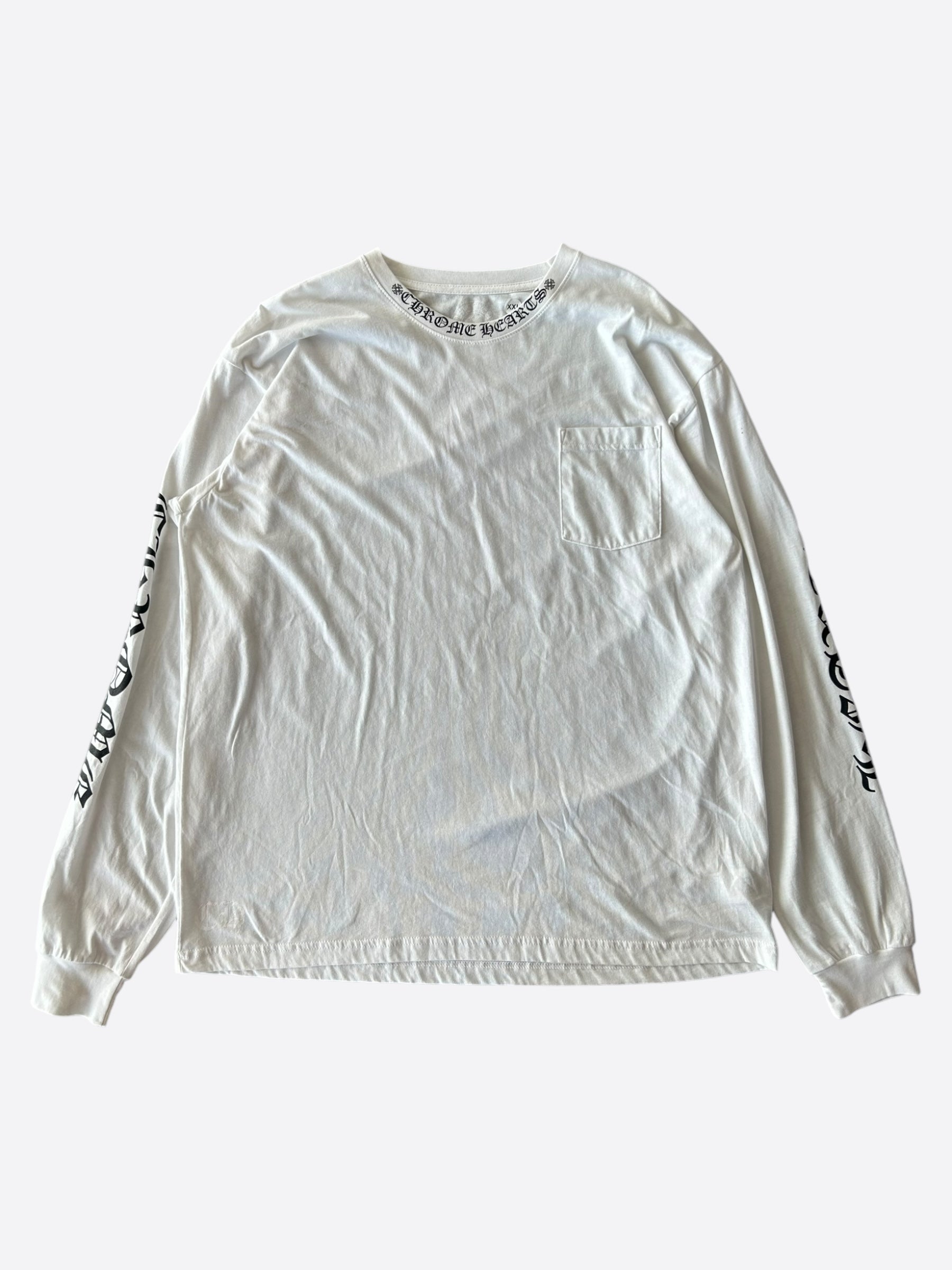 Chrome Hearts White & Black Logo Long Sleeve T-Shirt for Men | Gothic Streetwear Fashion | Perfect for Concerts, Parties & Casual Outfits