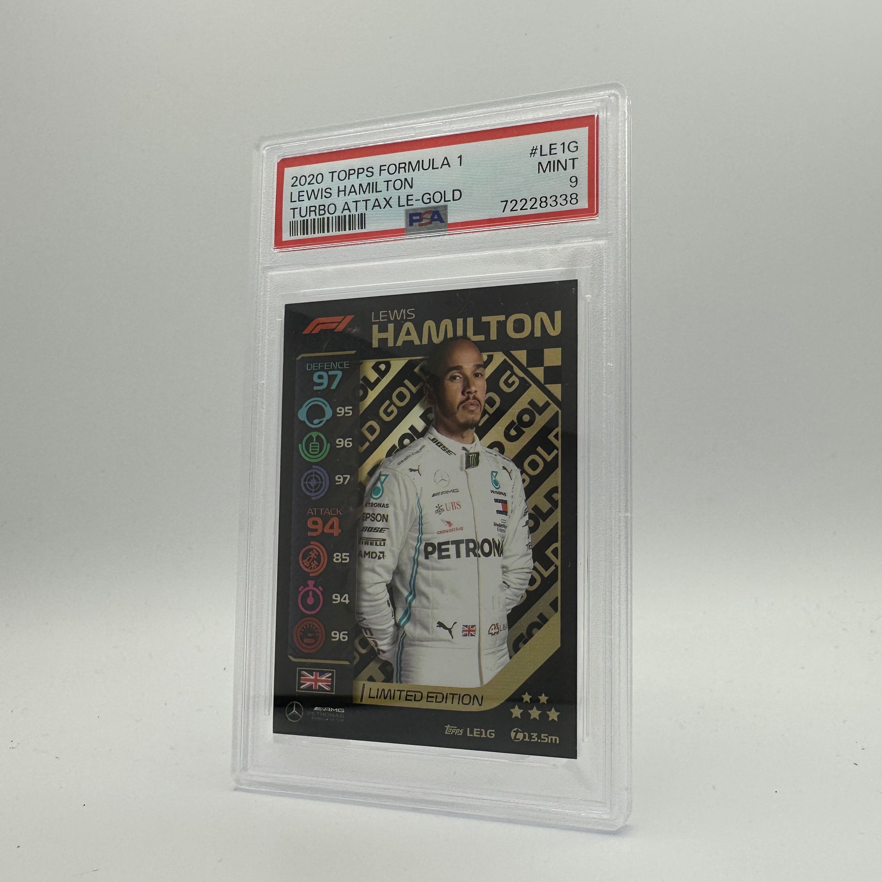 PSA 9 Graded LEWIS HAMILTON #LE1G Limited Edition Gold Trading Card - Perfect for Collectors, Sports Memorabilia Enthusiasts & F1 Racing Fans Display