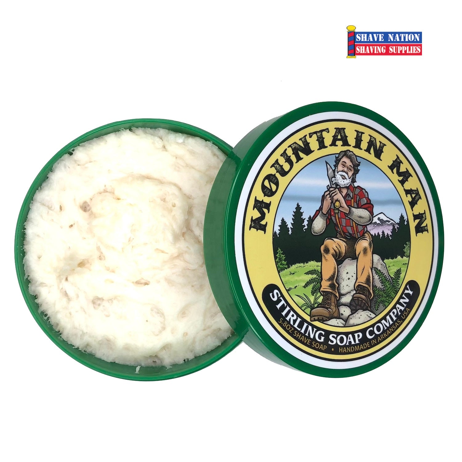 Premium Stirling Shaving Soap for Men - All-Natural Glycerin Shaving Soap Bar with Shea Butter & Essential Oils - Smooth, Close Shave for Sensitive Skin - Perfect for Wet Shaving, Travel & Grooming Kits