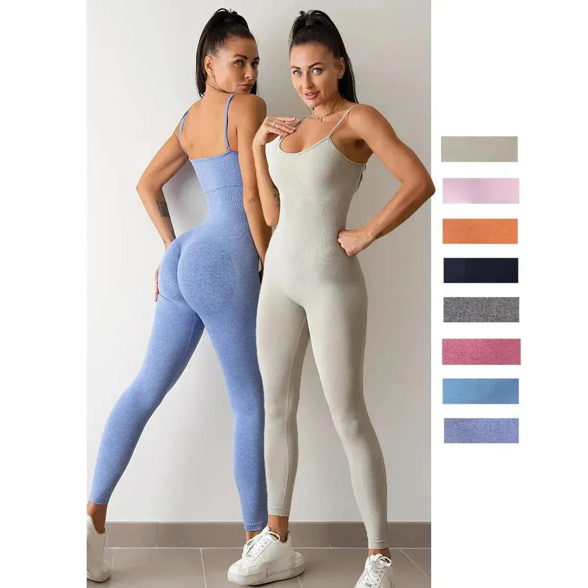 Seamless Yoga Jumpsuit for Women - High Waisted Workout Leggings with Hip Lifting Straps, Gym Bodysuit & Running Tracksuit for Fitness, Yoga & Sports | Perfect for Yoga Studio, Gym Workouts & Running