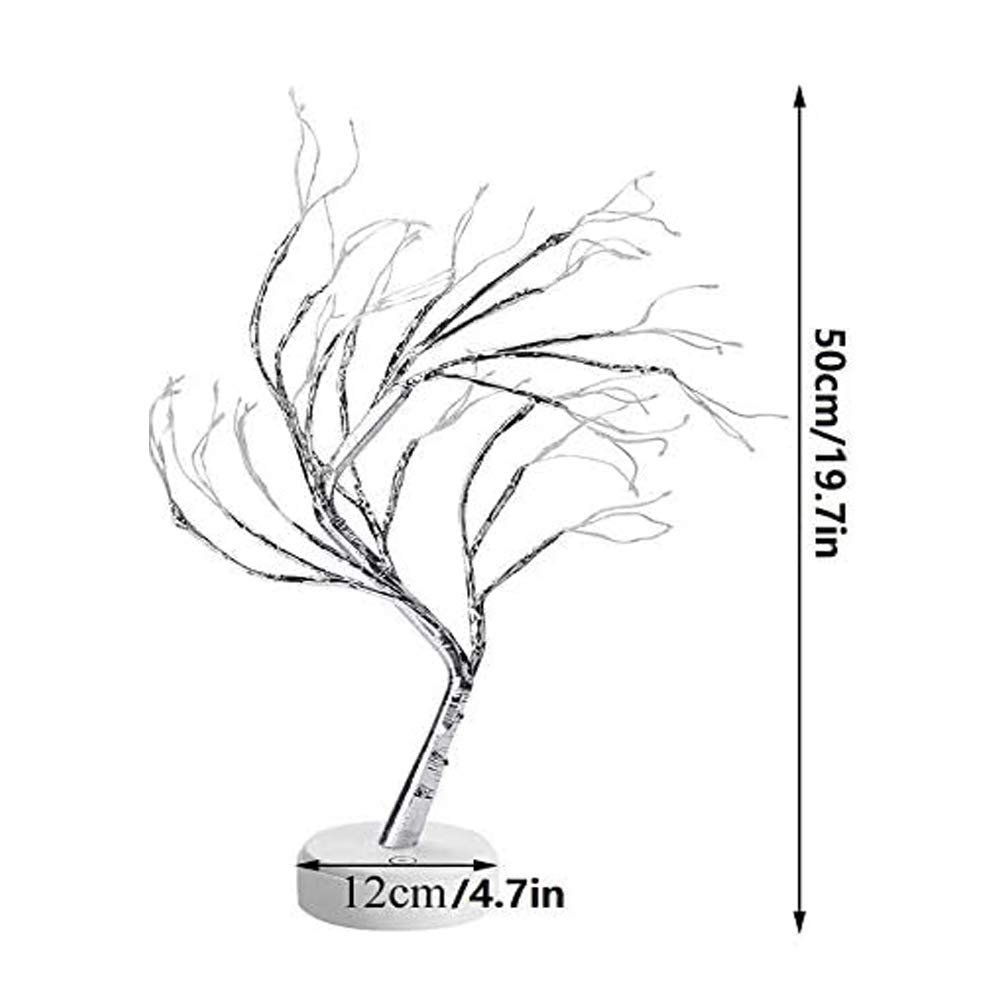 108 LED Silver Copper Wire Table Tree Light - 8 Modes USB/Battery Operated Artificial Bonsai Lamp for Home & Office Decor (Warm White) | Perfect for Christmas, Bedroom, Desk & Party Decoration