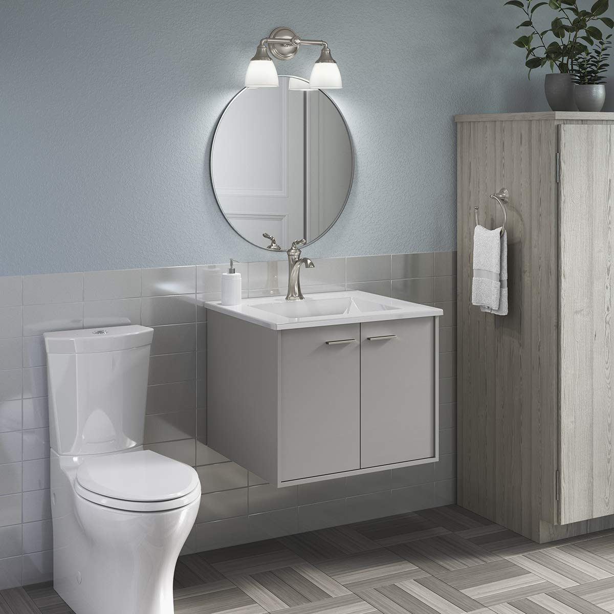KOHLER 2777-1-G81 White Ceramic Rectangular Bathroom Sink - 25-Inch Vanity Top with Single Faucet Hole | Durable Impressions Collection | Perfect for Modern Bathroom Renovations & Home Upgrades