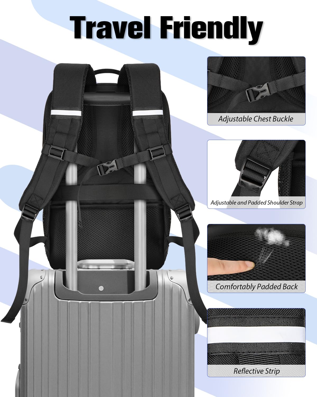WOLT Skateboard Backpack - 15.6 Inch Laptop Backpack for Men & Women, Waterproof Sports Backpack with Ball Holder & USB Charging Port - Perfect for Skateboarding, School, Travel & Outdoor Activities