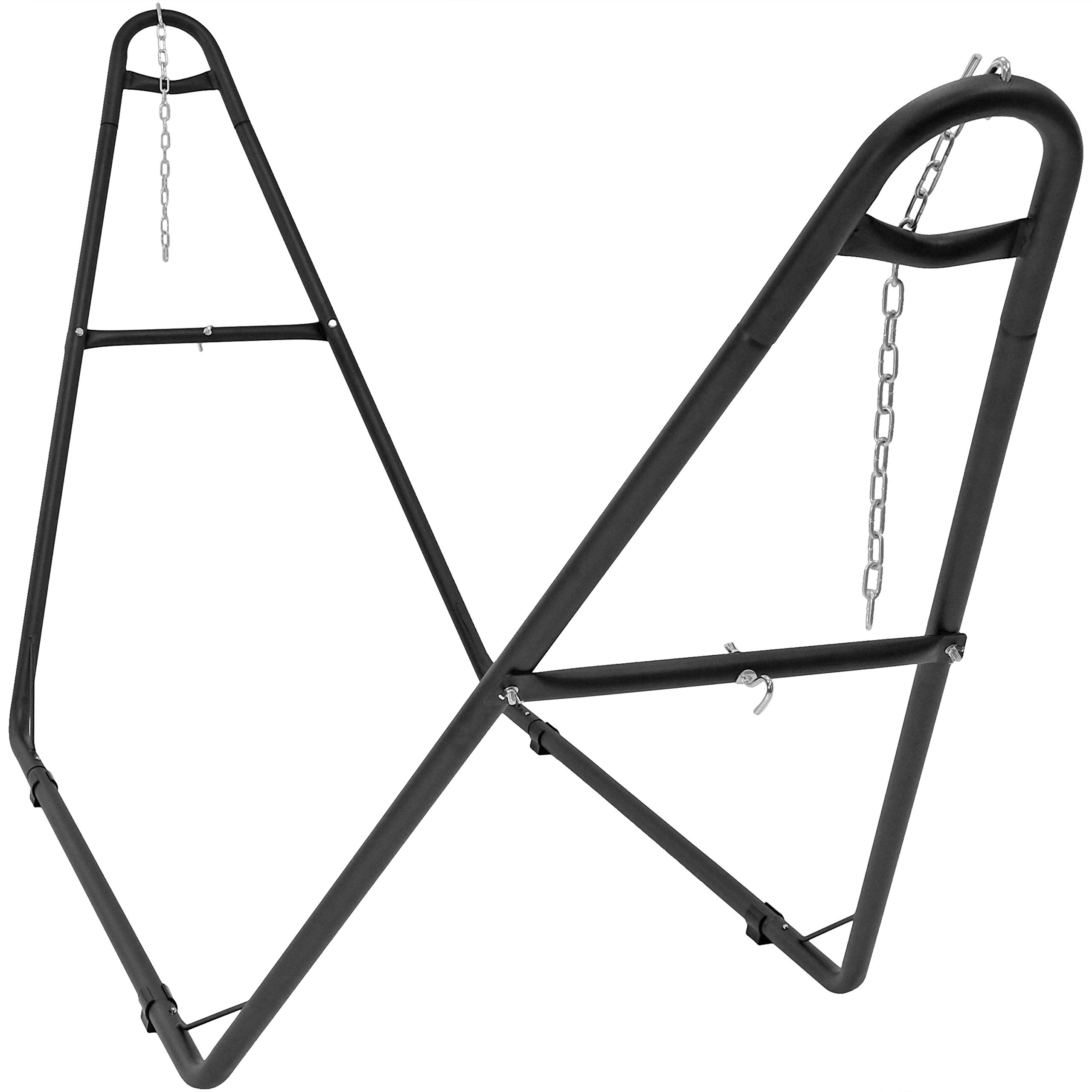 Premium Double Brazilian Cotton Hammock with Universal Stand - 450 lb Weight Capacity - Black Steel Frame & Natural Sea Grass Weave - Perfect for Backyard, Patio, Beach & Camping Relaxation