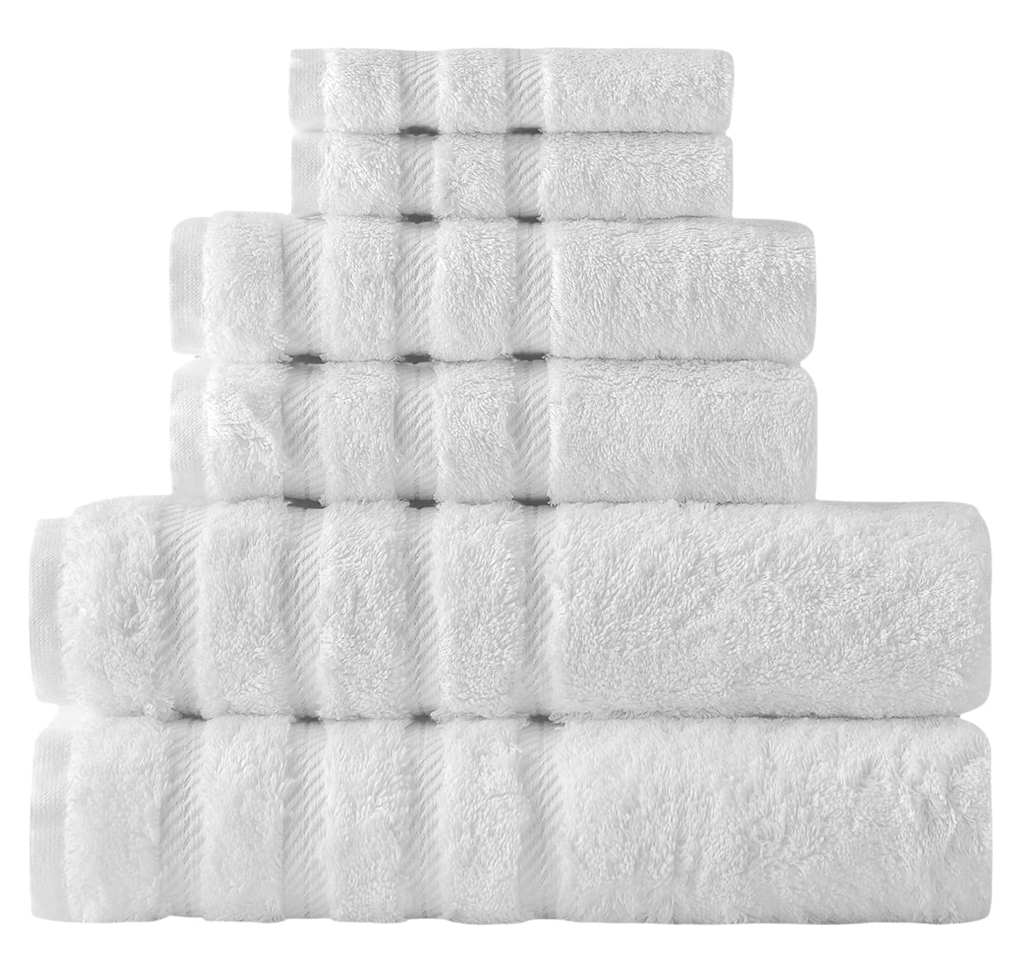 Premium 6-Piece Turkish Cotton Towel Set - Ultra Soft & Highly Absorbent Bath, Hand Towels & Washcloths for Spa, Beach & Luxury Bathroom Decor
