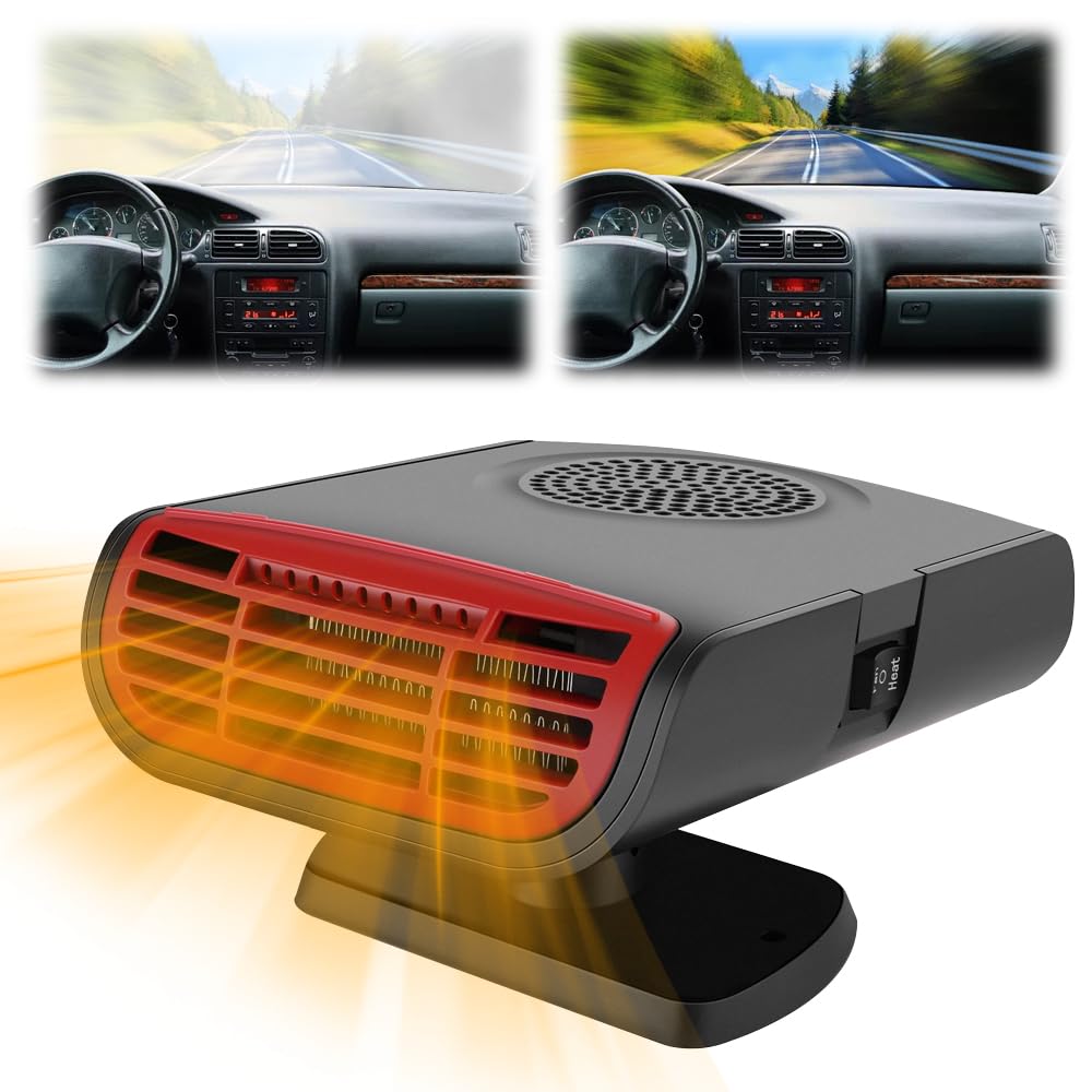 12V Portable Car Heater & Defroster - Fast Heating for Windshield Defogging - Ideal for Winter Driving
