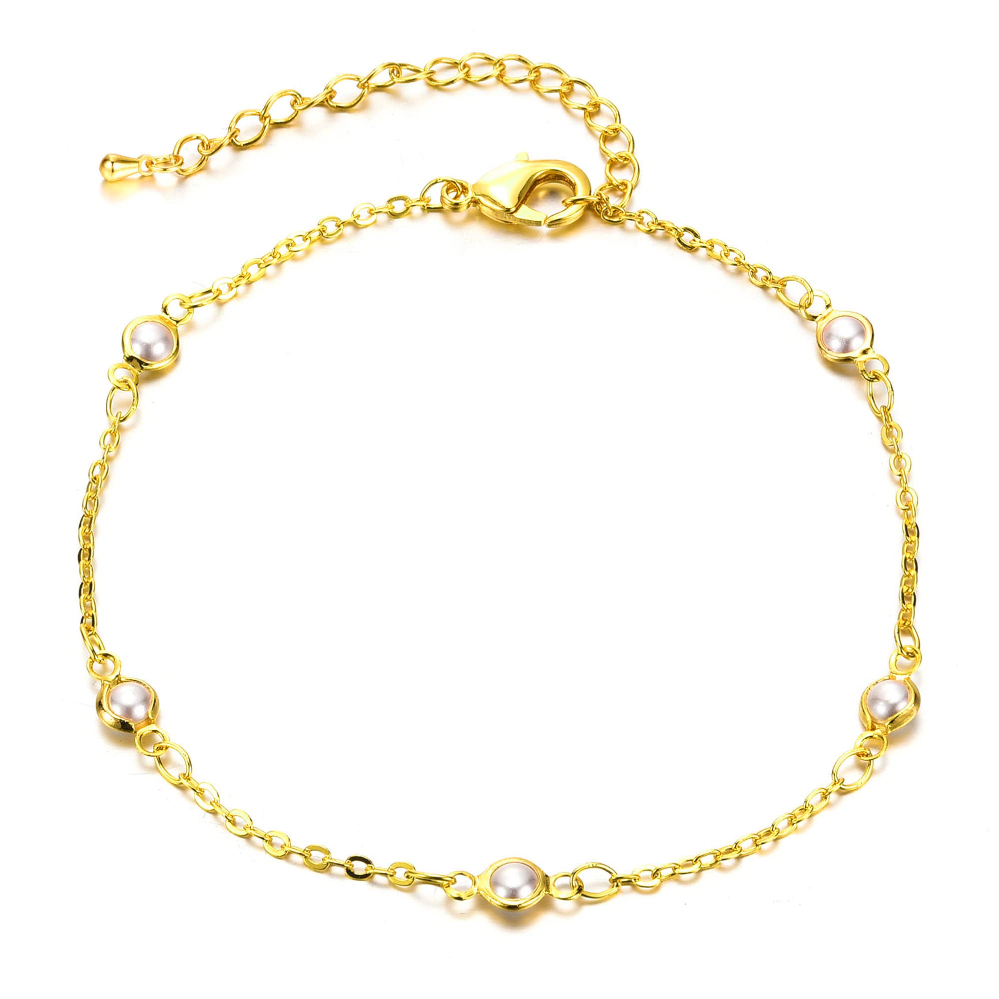 14k Gold Plated Adjustable Anklet Bracelet for Women - Elegant Link Ankle Jewelry for Everyday Wear, Beach, Parties & Special Occasions