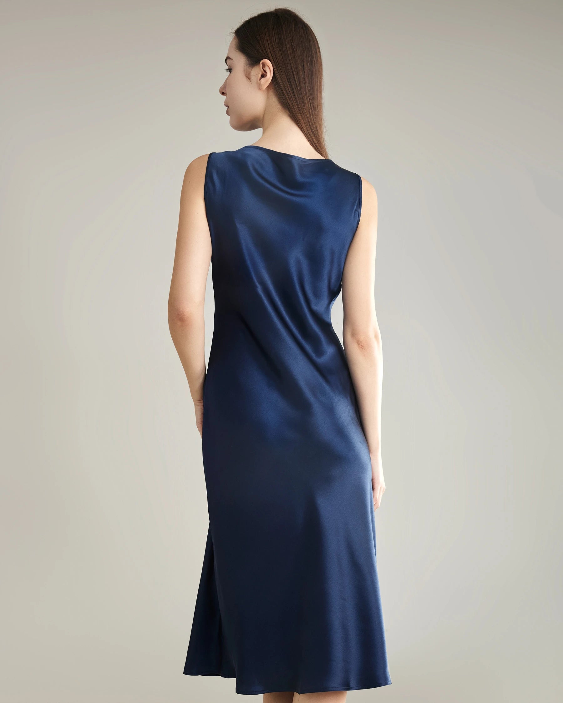 Elegant Silk Dresses with Asymmetrical Cowl Neck - Women's Flowy Summer Dress for Party, Wedding & Special Occasions