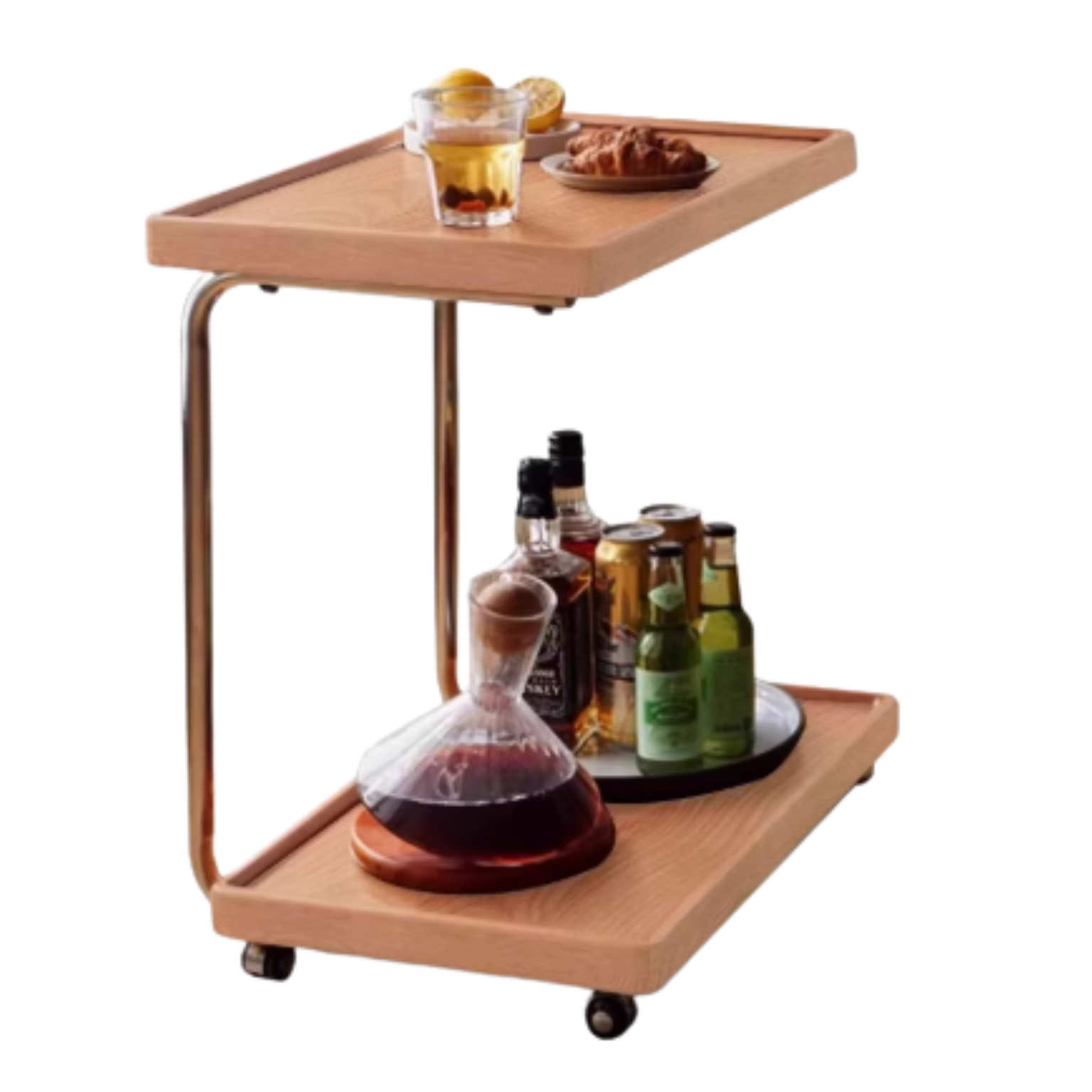 Solid Wood C-Shaped Side Table - Beech, Ash, Oak, Poplar - Modern End Table for Living Room, Bedroom & Office