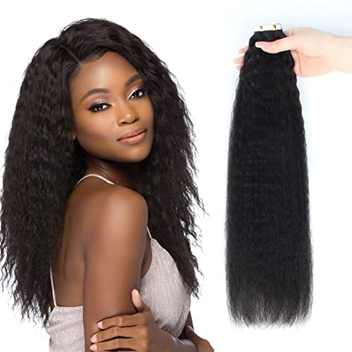 #1B natural black kinky straight tape hair 20PCS