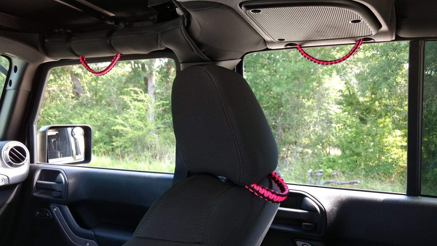 BubbasGarageTv - Universal Paracord Headrest Grab Handles for Cars & SUVs - Durable Emergency Escape Tool (Rose Pink) - Perfect for Off-Roading, Camping & Outdoor Adventures