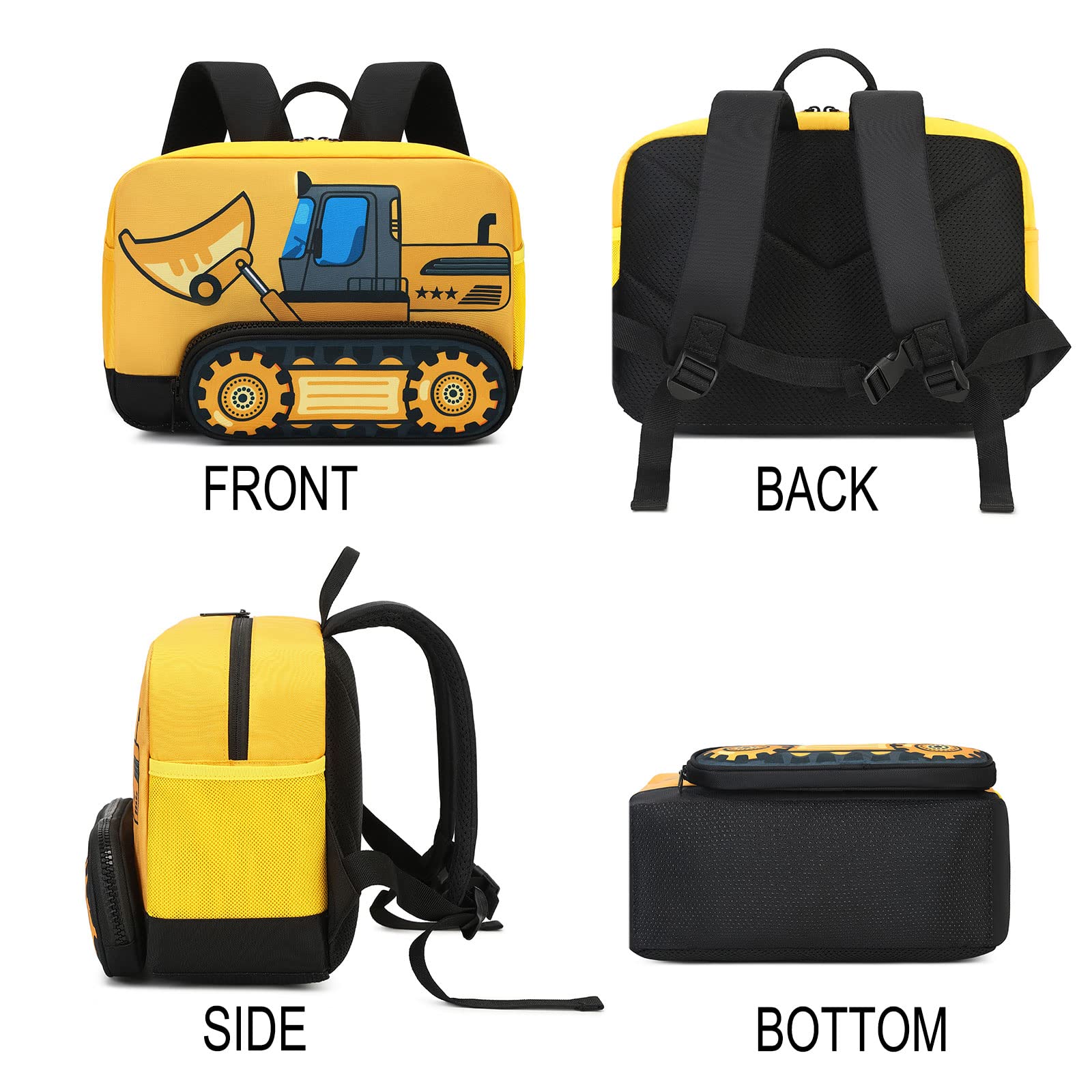 BTOOP Waterproof 3D Cute Toddler Backpack for Boys - Preschool School Bag for Nursery Daycare Kindergarten - Lightweight Kids Travel Backpack for Outdoor Activities & Daily Use - Yellow