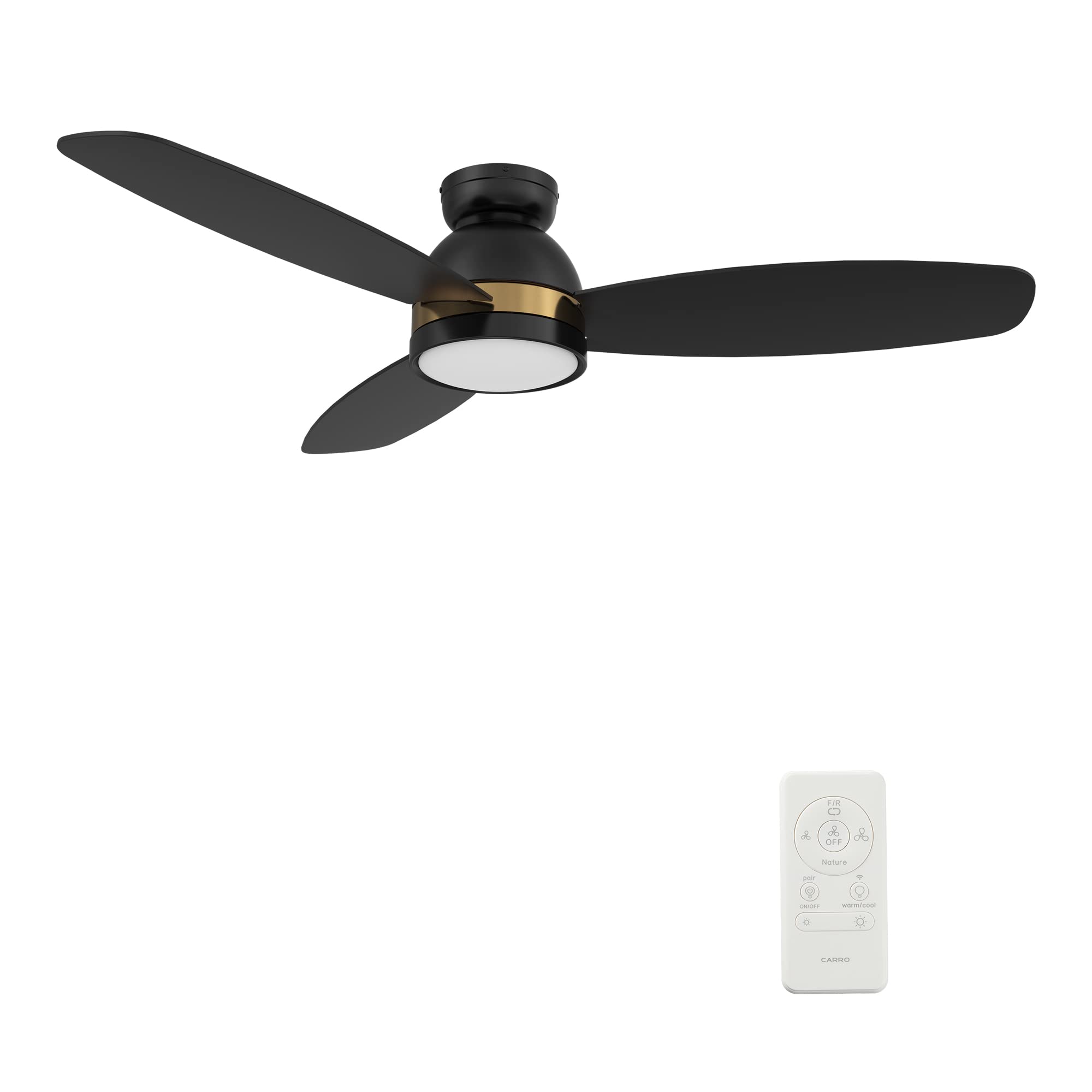 48 Inch Smart Ceiling Fan with 3 Blades - Remote Control, LED Light, Quiet DC Motor - Perfect for Living Room, Bedroom & Office (Black)