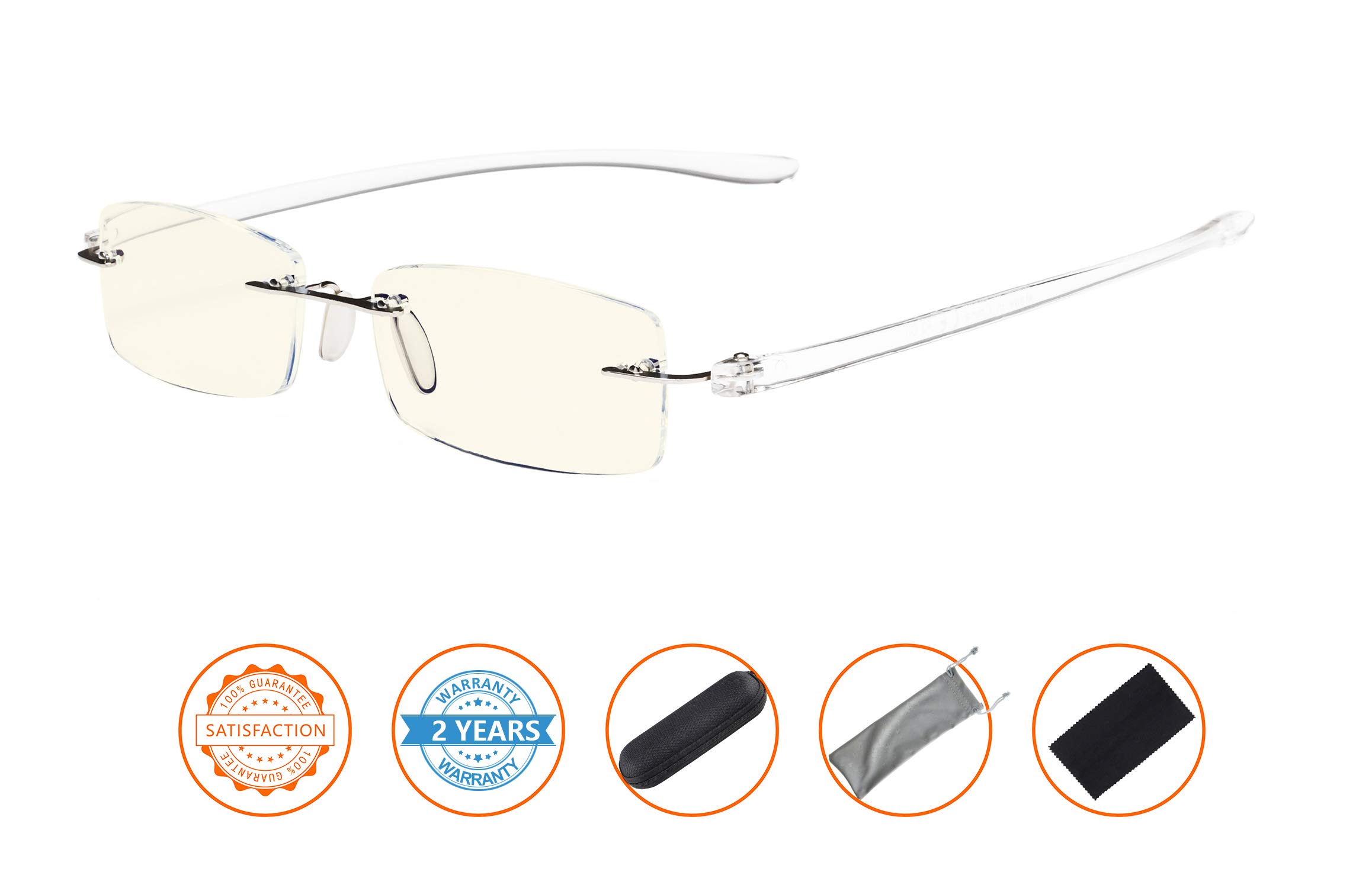 CessBlu Blue Light Blocking Glasses for Men & Women - Anti Glare, UV Protection, Rimless Computer Reading Glasses - Perfect for Office Work, Gaming & Screen Time