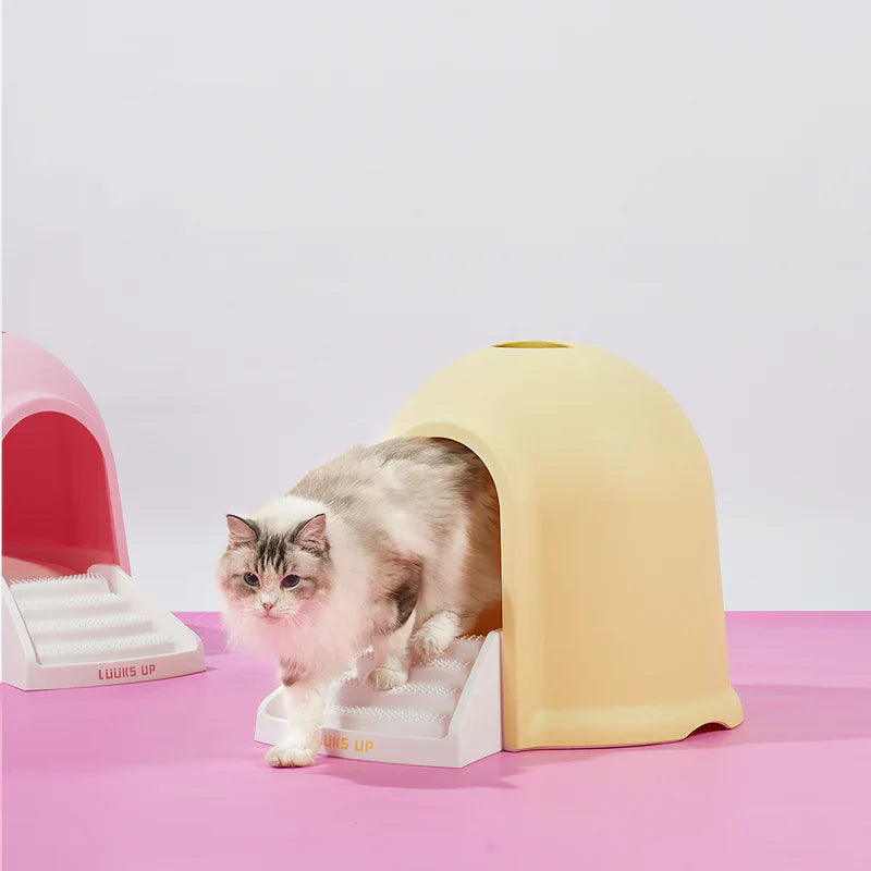 2 in 1 Kitty Litter Box & Cat House - Eco-Friendly Dual Use Litter Cabin with Odor Control - Perfect for Small Spaces & Stylish Home Decor