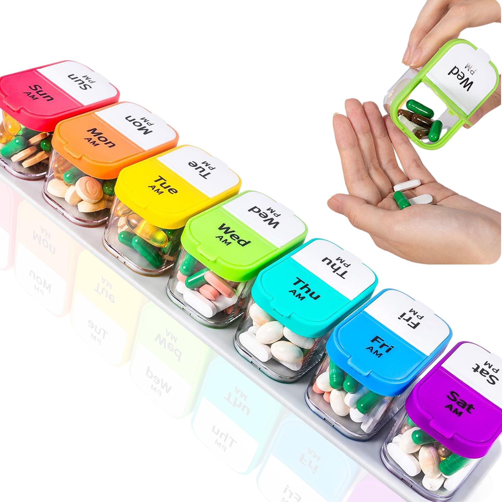 Large Weekly Pill Organizer - 7 Day AM/PM Pill Box with Removable Compartments for Daily Medicine & Supplements | Perfect for Travel, Elderly Care, and Medication Management