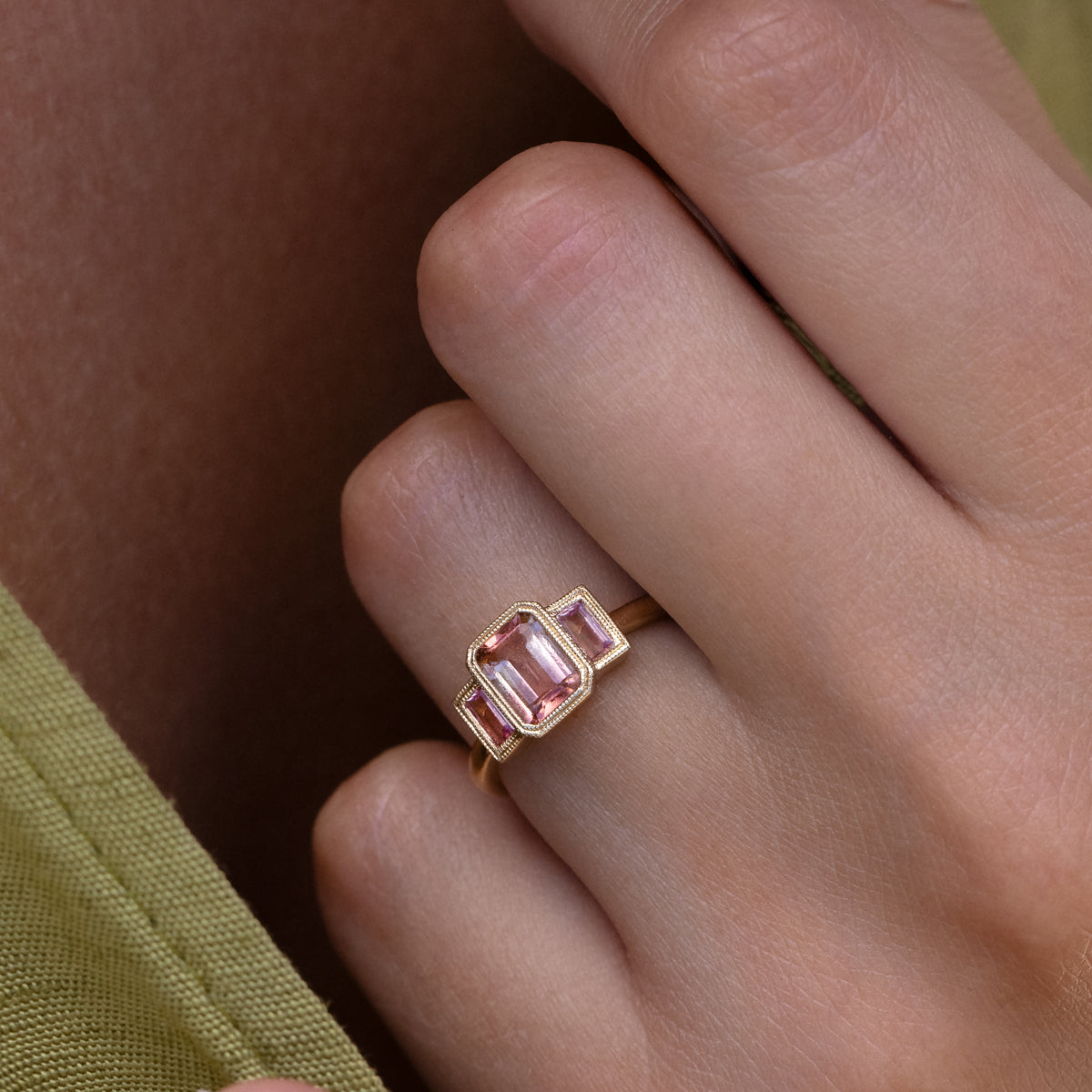 Exquisite Charlotte Bicolor Tourmaline & Sapphire Ring - Unique Handcrafted Jewelry for Women - Perfect for Weddings, Anniversaries & Special Occasions