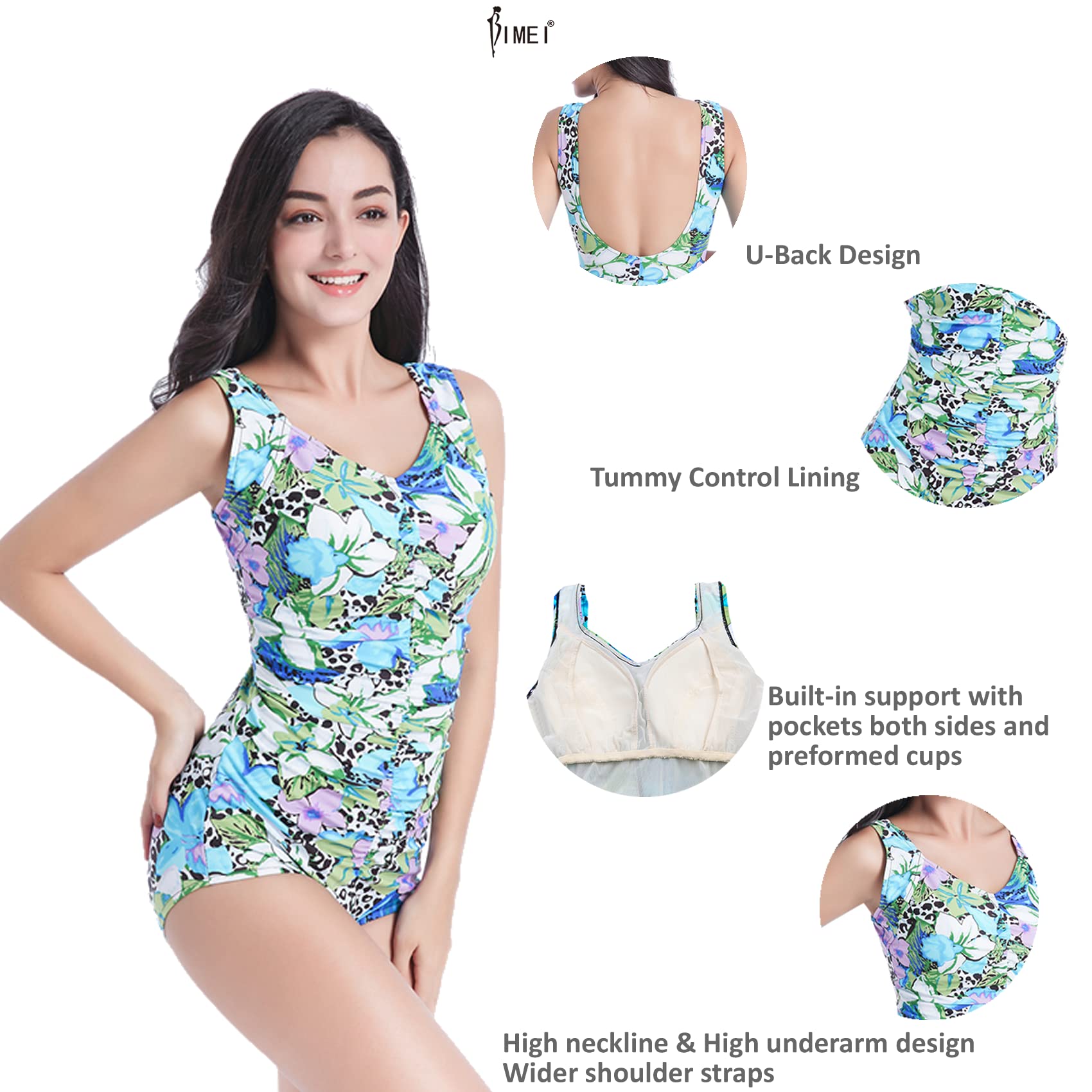 BIMEI Mastectomy Swimsuit for Women - Post-Surgery One-Piece Swimwear with Hidden Pocket for Silicone Breast Forms | Comfortable Beach & Pool Wear for Breast Cancer Survivors