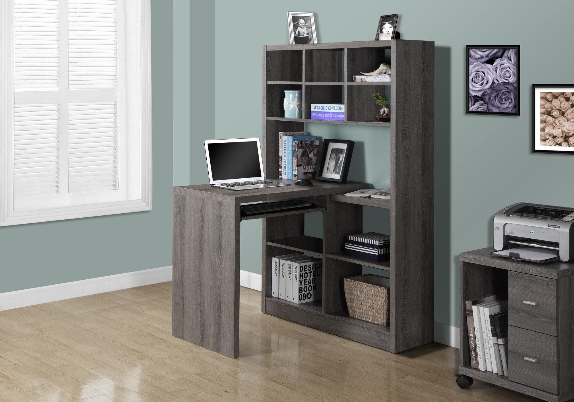 OFFICE SERIES Dark Taupe Left or Right Facing Corner Sectional Sofa - Perfect for Home Office, Living Room & Small Spaces