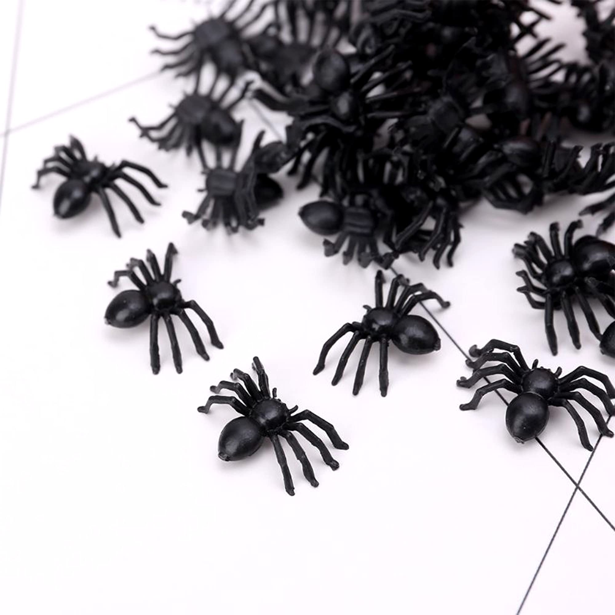 MYUBWTF 120 PCS Mini Fake Plastic Spiders - Realistic Black Halloween Prank Toys, Scary Insect Props for Party Decorations & Practical Jokes - Perfect for Halloween Decor, Party Supplies, and Scare Pranks