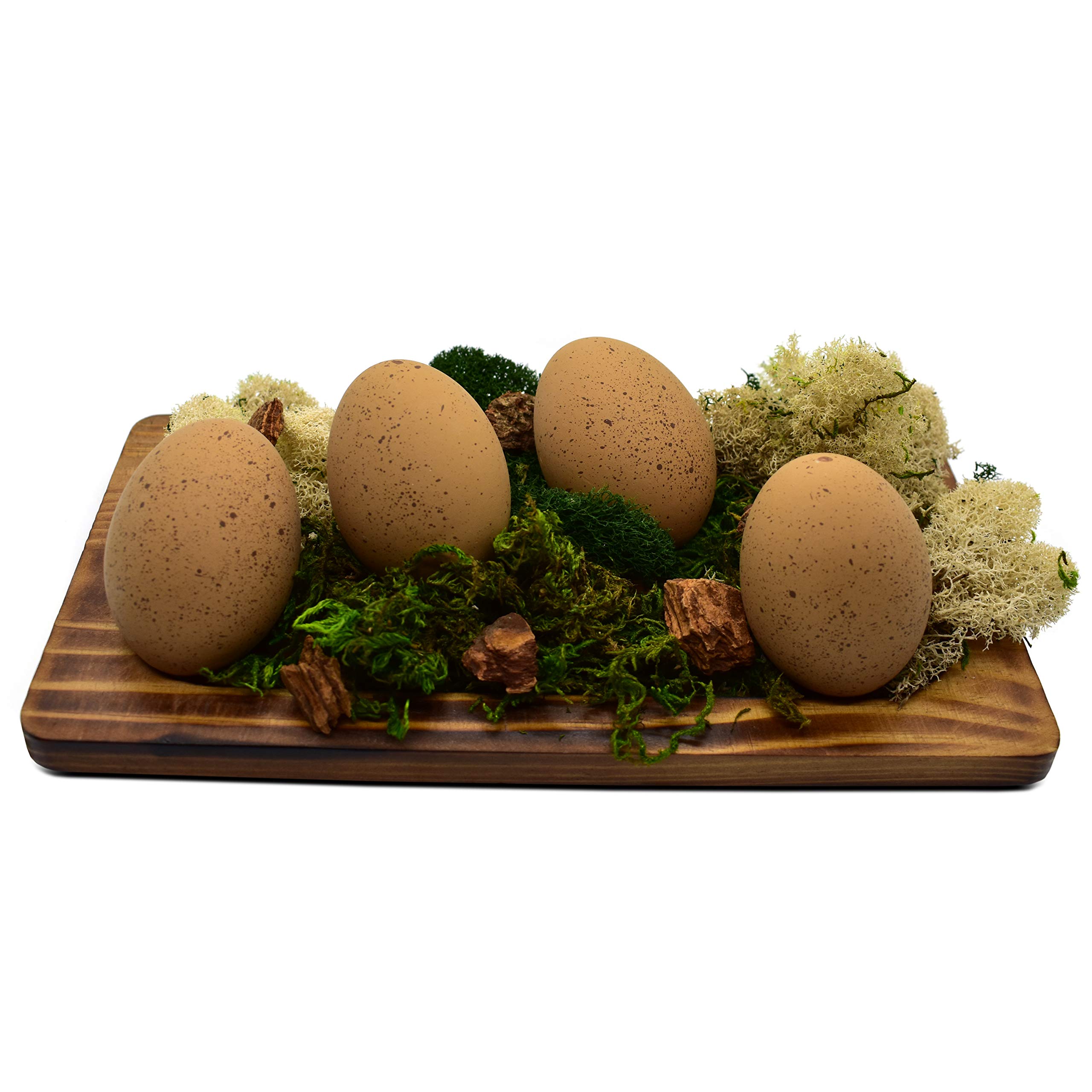 4-Pack Brown Speckled Ceramic Nest Eggs for Chicken Coops - Realistic Fake Eggs for Broody Hens & Poultry Training