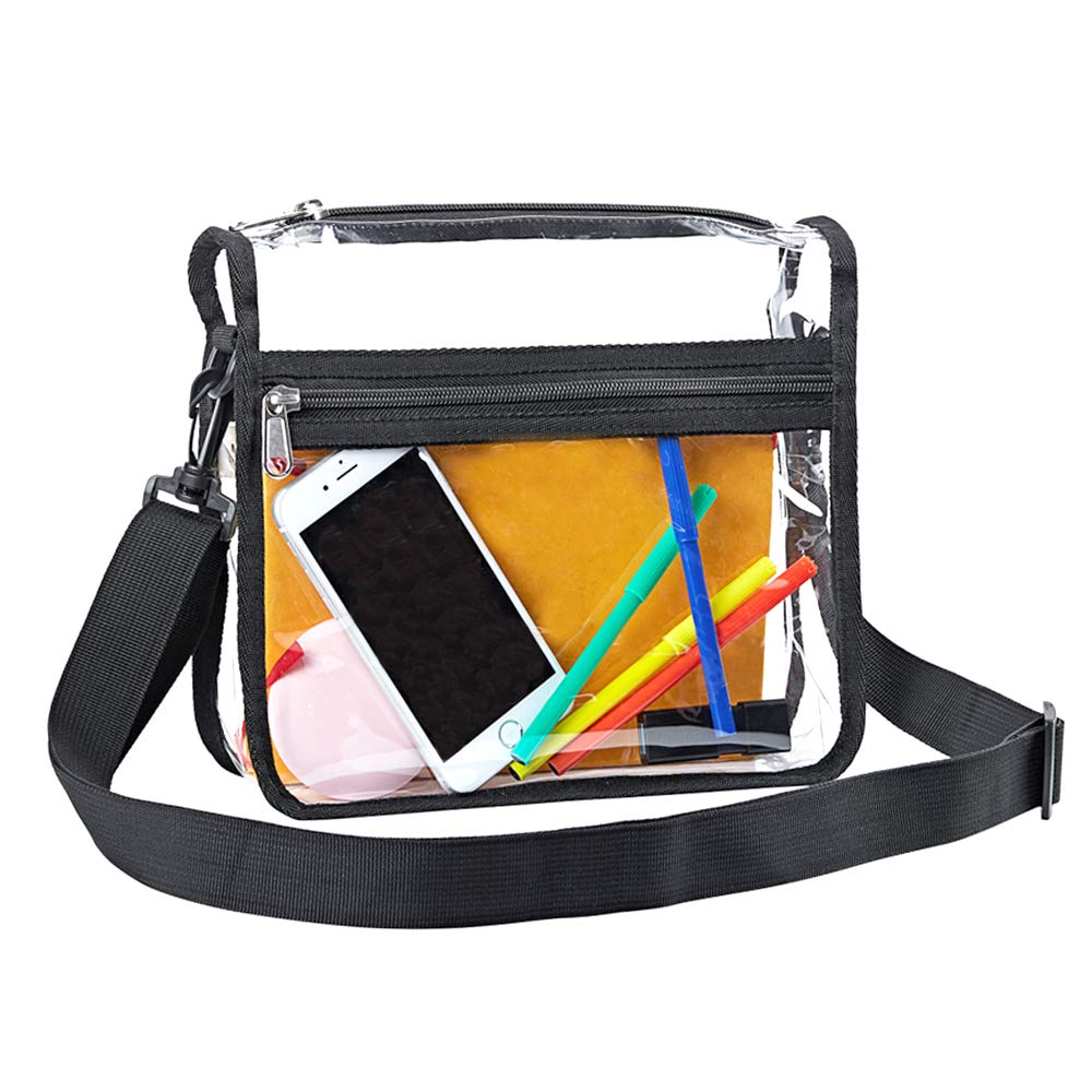 Edraco Clear Crossbody Purse Bag for Women & Men - Stadium Approved Transparent Shoulder Tote with Front Pocket & Adjustable Strap - Perfect for Concerts, Gym, Sports Events & Travel Security Checks