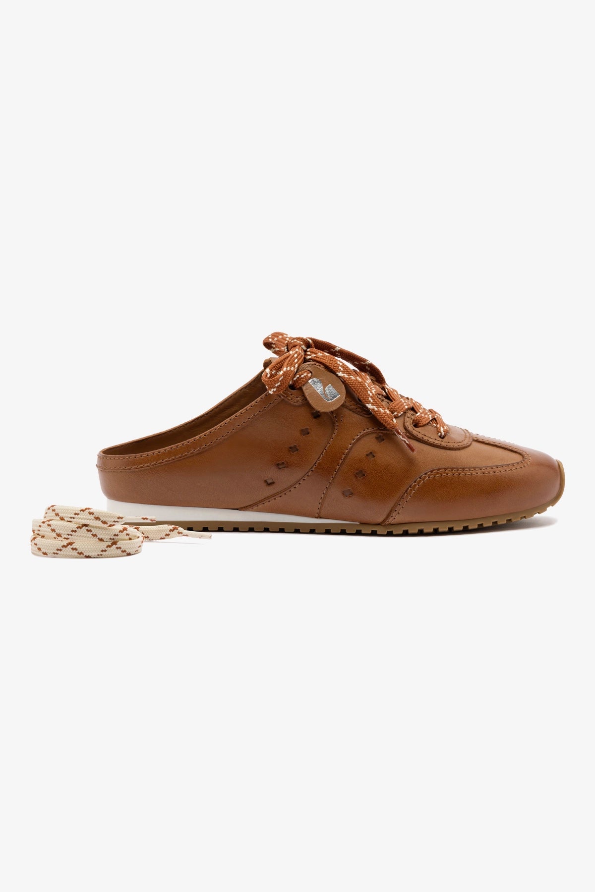Stella Leather Sneaker Mules for Women - Comfortable Slip-On Loafers in Caramel Brown | Casual Walking Shoes for Work, Travel & Everyday Wear