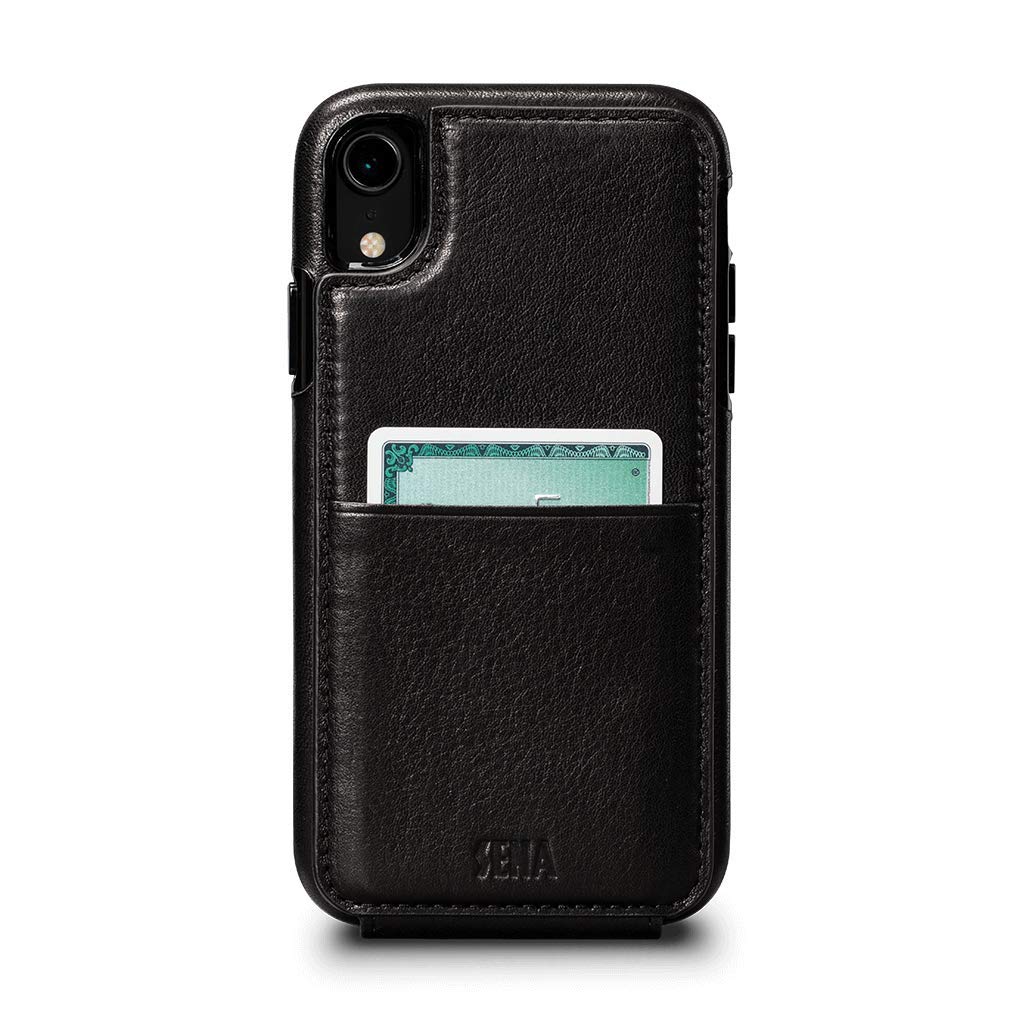 Sena Premium Leather Wallet Case for iPhone XR - Slim Protective Cover with Card Slots & Wireless Charging Compatible - Perfect for Everyday Use, Travel & Business (Black)