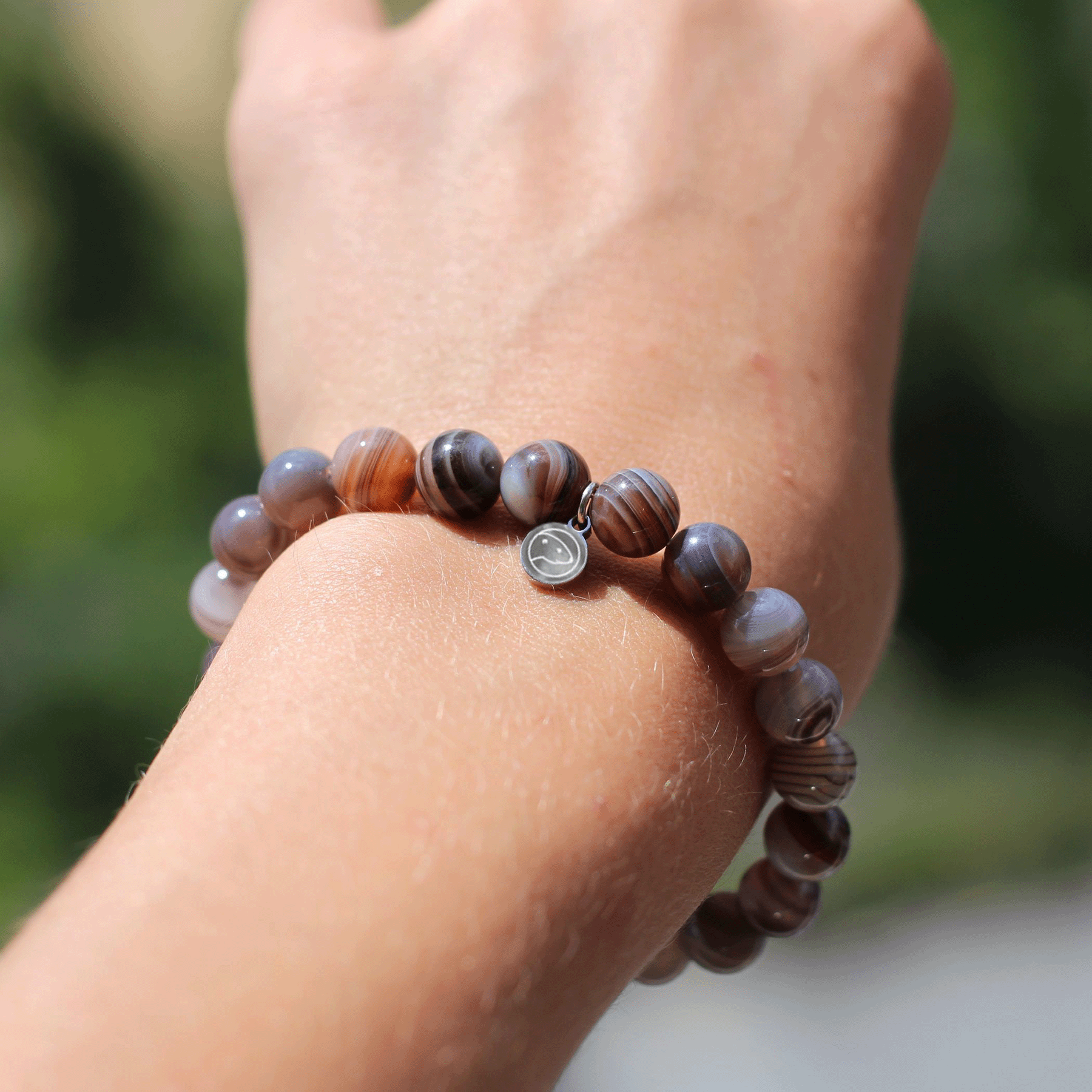 Botswana Agate Beaded Bracelet for Women - Natural Stone Healing Crystal Jewelry for Stress Relief & Positive Energy - Perfect for Meditation, Yoga & Spiritual Gifts