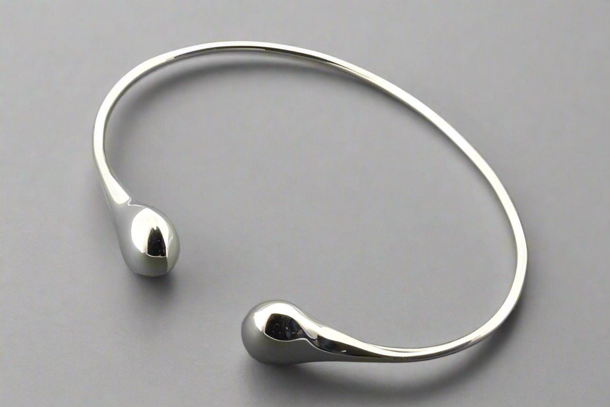 Sterling Silver Double Teardrop Cuff Bracelet for Women - Elegant Boho Jewelry for Casual & Formal Occasions
