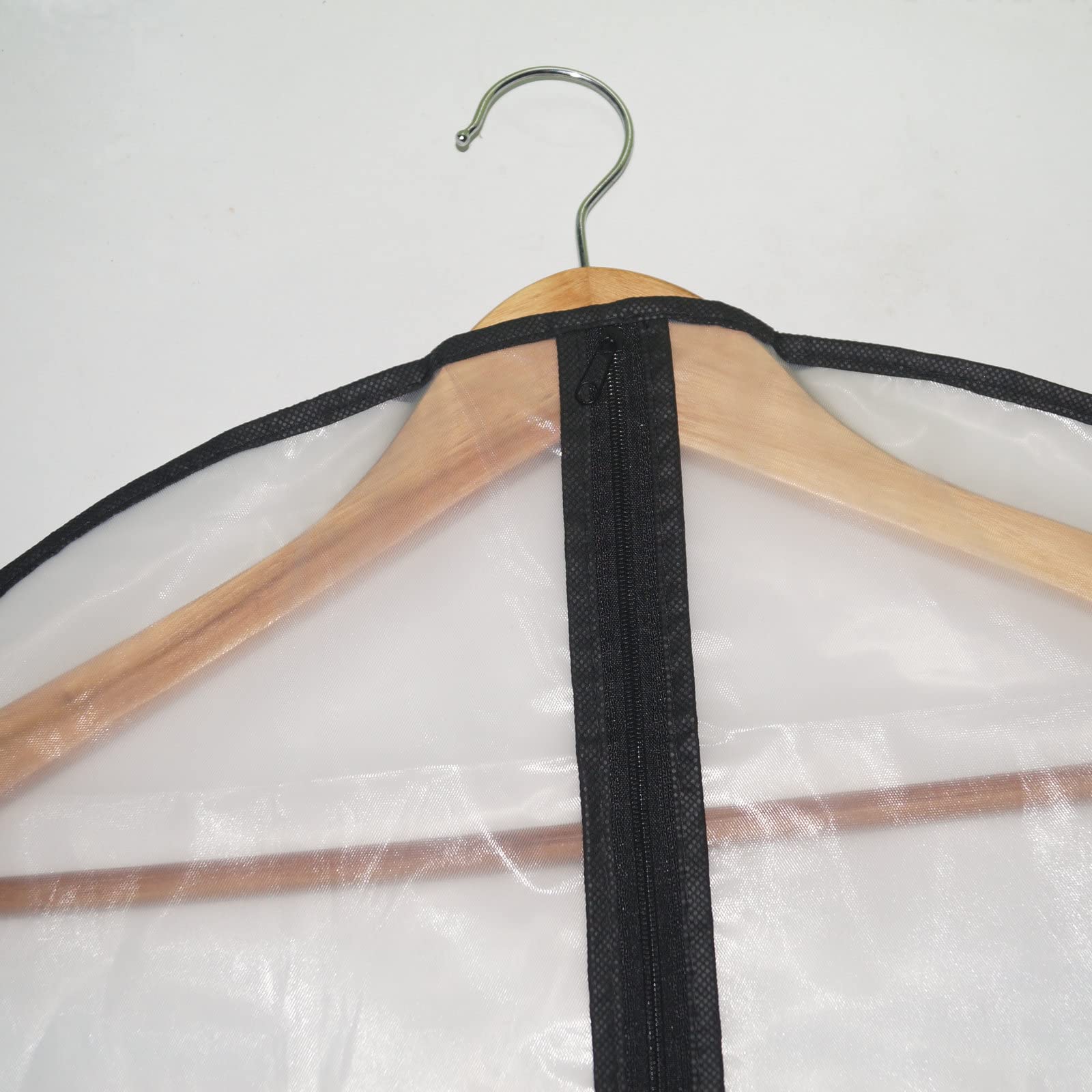 Breathable Clear Garment Bags with Full-Length Black Zipper - 6 Pack (24
