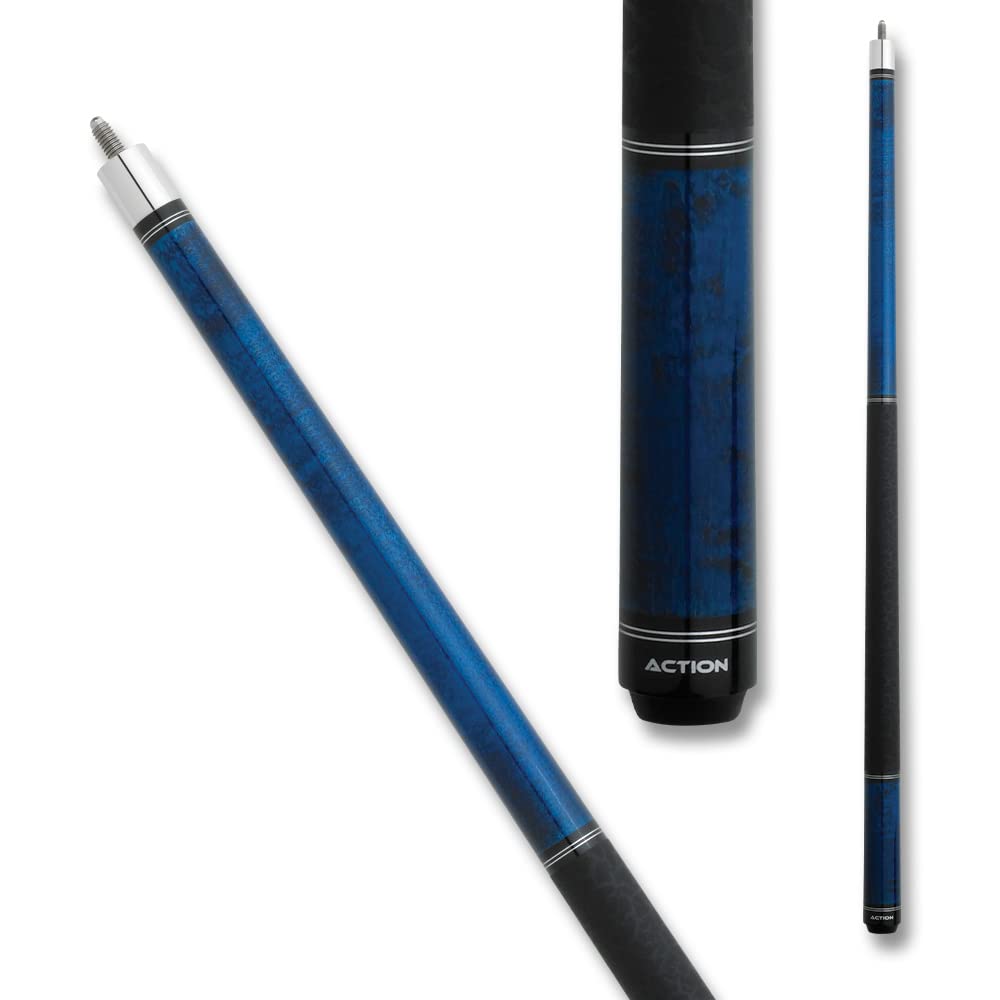 Professional 19oz Blue Billiards Pool Cue Stick with Action Rings - Perfect for Tournaments, Bars & Home Game Rooms