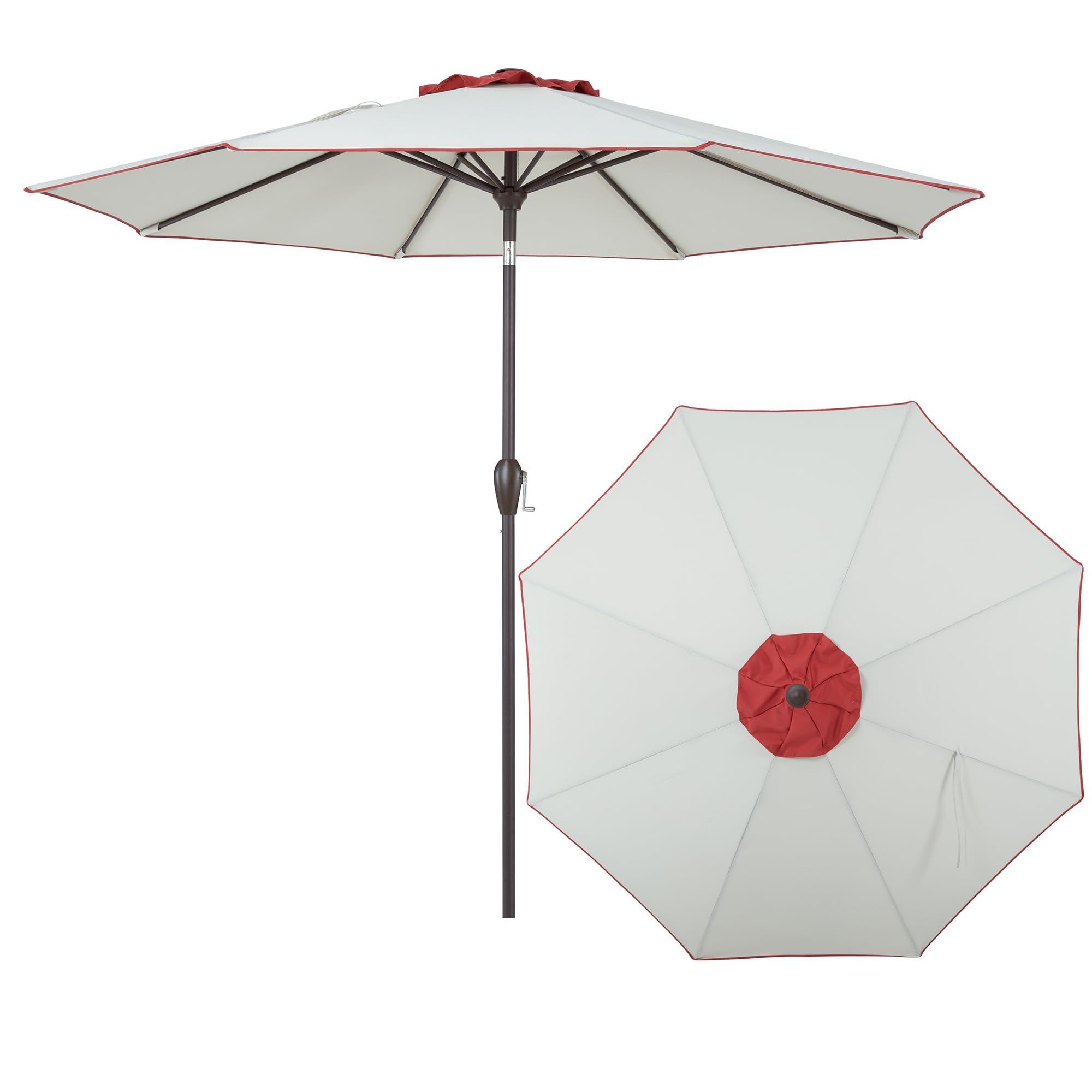9FT Beige Terracotta Outdoor Patio Umbrella - Fade Resistant, Easy Crank Open & Push Button Tilt - Perfect for Backyard, Poolside, and Beach Use