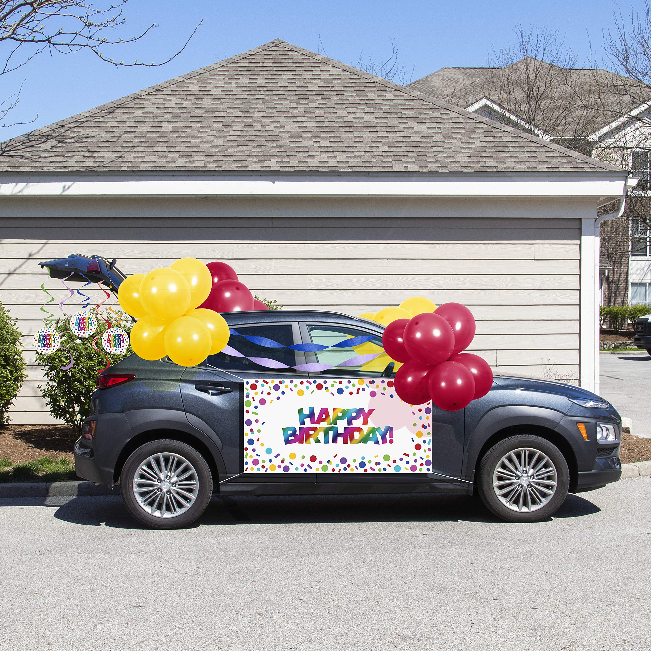 Vibrant Rainbow Birthday Parade Car Decorations Kit - Colorful Party Supplies for Kids Birthday Celebrations, Baby Showers & Special Events