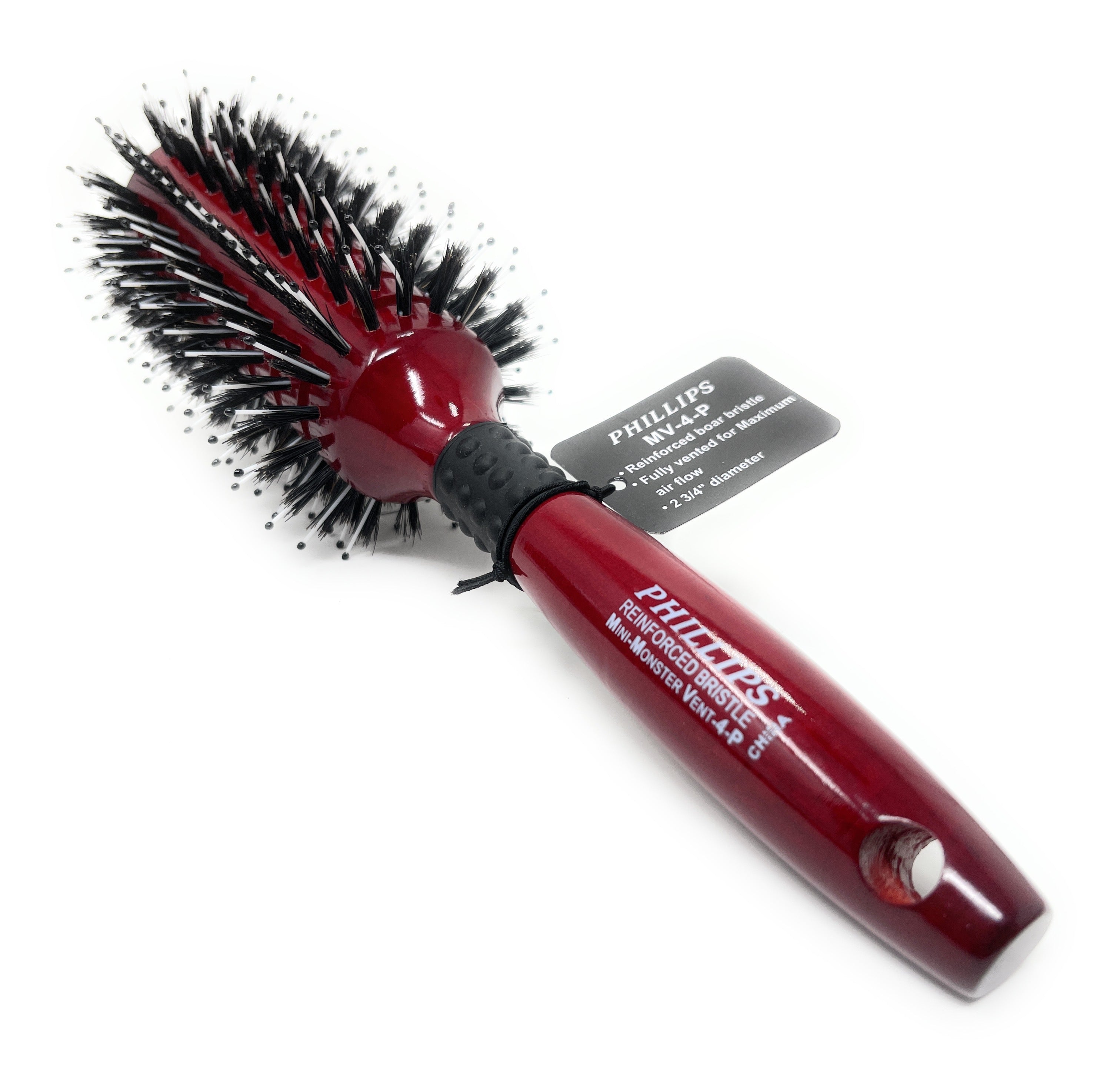 Philips Brush Vent Barrel Reinforced Polytipped Bristle Wood Handle Hair Dry Brush - Professional Styling Tool for Salon & Home Use - Perfect for Blowouts, Volume & Smoothing