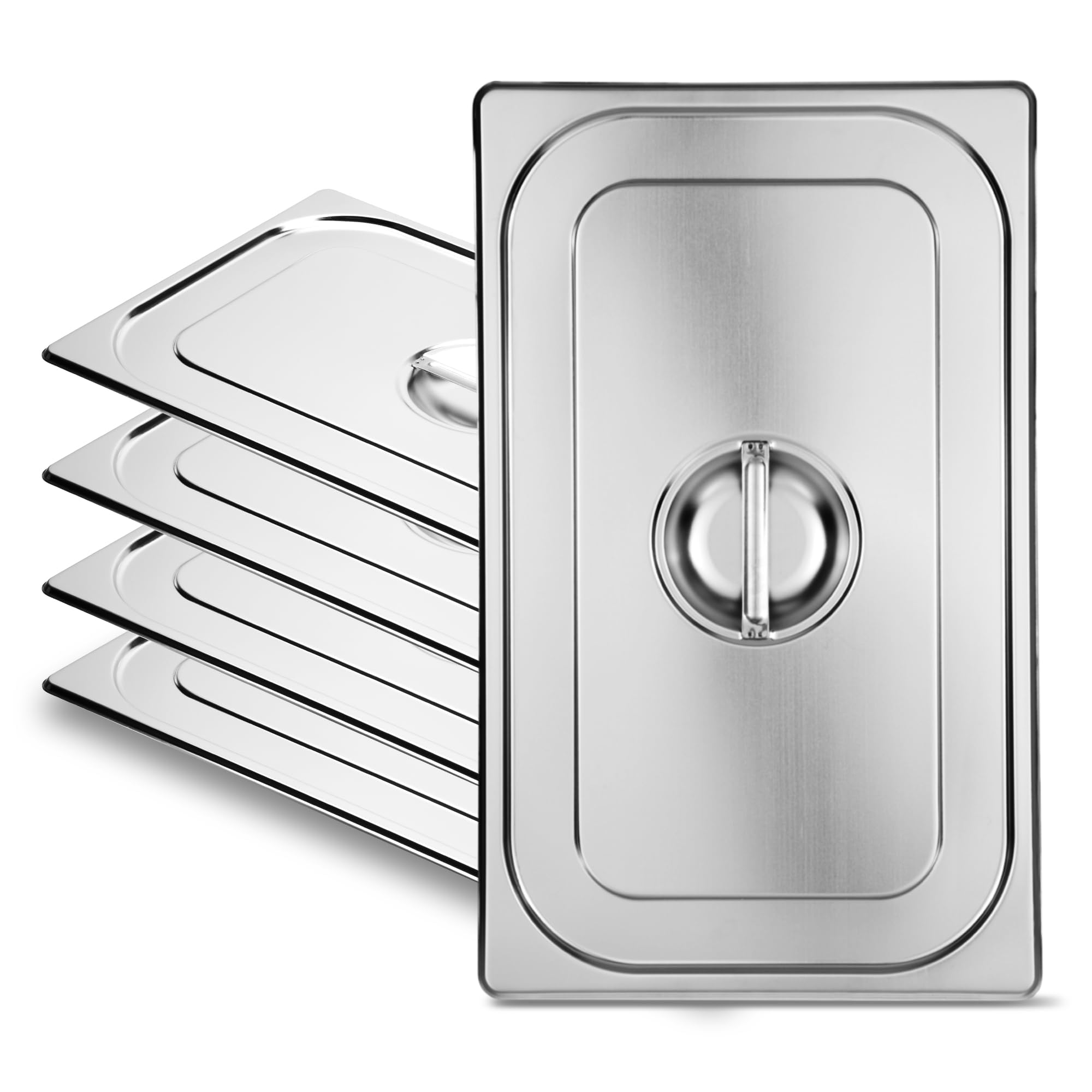 FUSON 4 Pack Full-Size Stainless Steel Steam Table Pan Covers with Handles - NSF Certified Commercial Food Pan Lids for Hotel Pans & Steam Food Pans - Perfect for Restaurants, Catering & Buffet Service