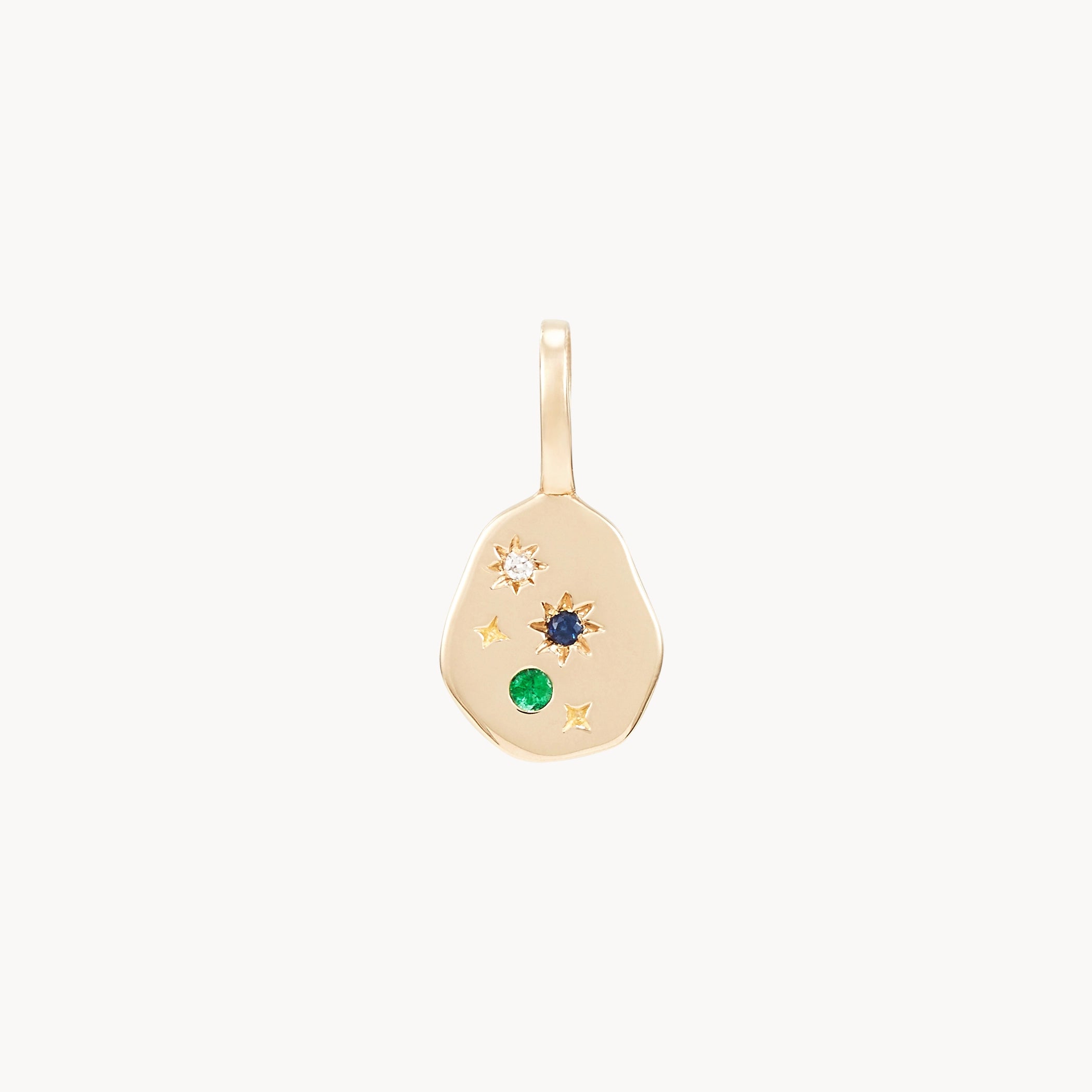 10K Yellow Gold Small Earth Element Charm with Gemstones - Perfect for Necklaces, Bracelets & Jewelry Making