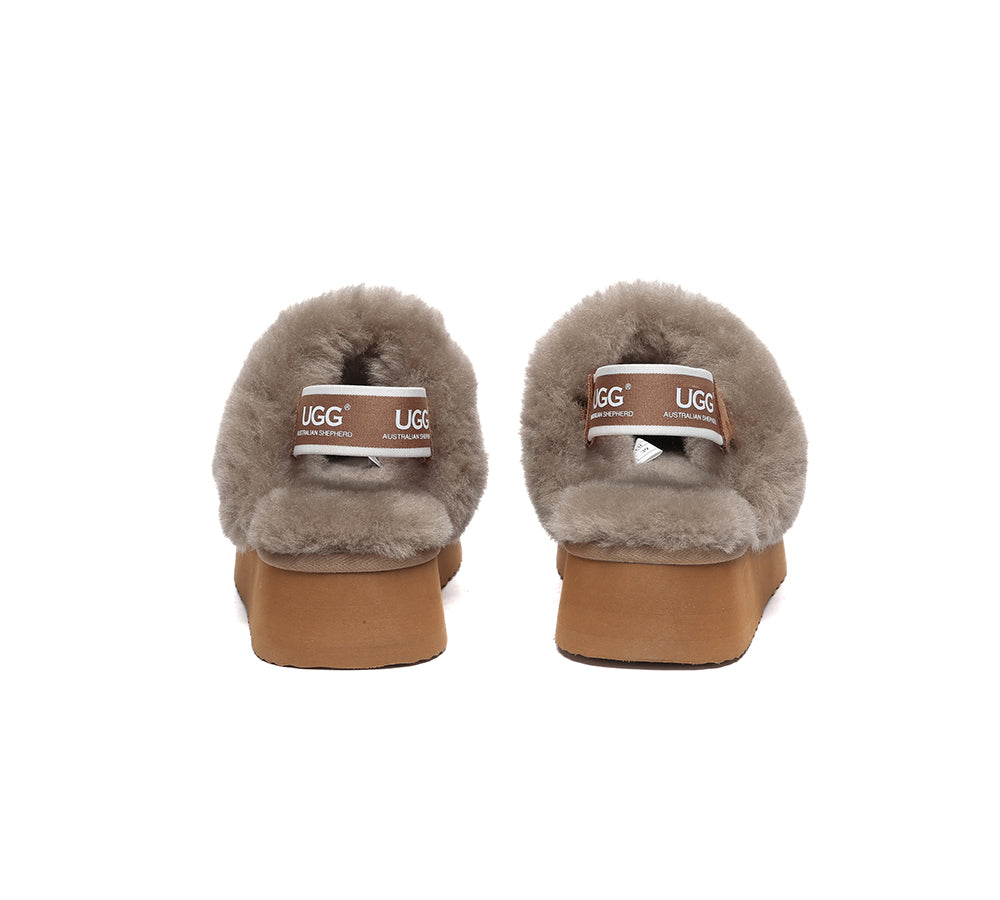 Australian Shepherd® Women's 2-Way Strap UGG Slippers - Removable Slingback Platform Suzie Style for Indoor/Outdoor Wear - Cozy House Shoes for Lounge, Errands & Winter Comfort