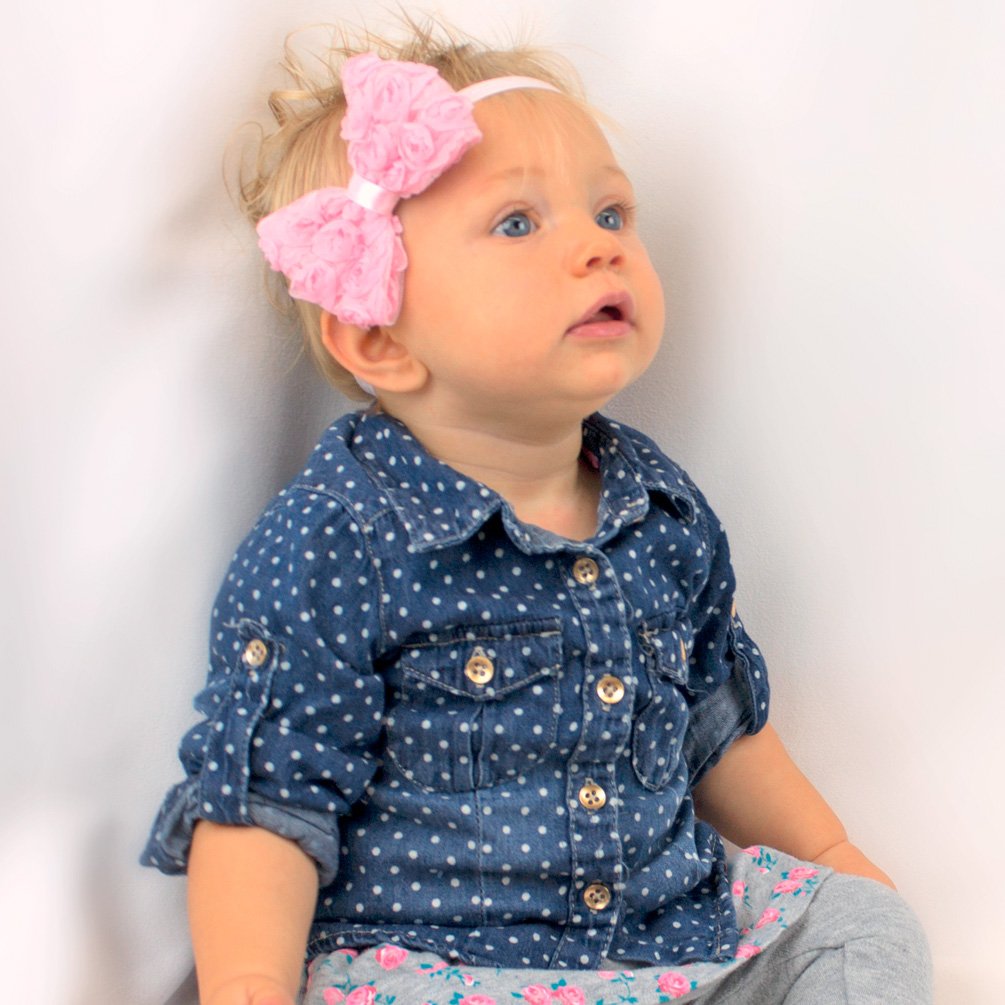 My Lello 2-Pack Soft Infant Baby Headbands - Rose Bow Hair Accessories for Girls, Toddlers & Newborns - Perfect for Photoshoots, Birthday Parties & Everyday Outfits