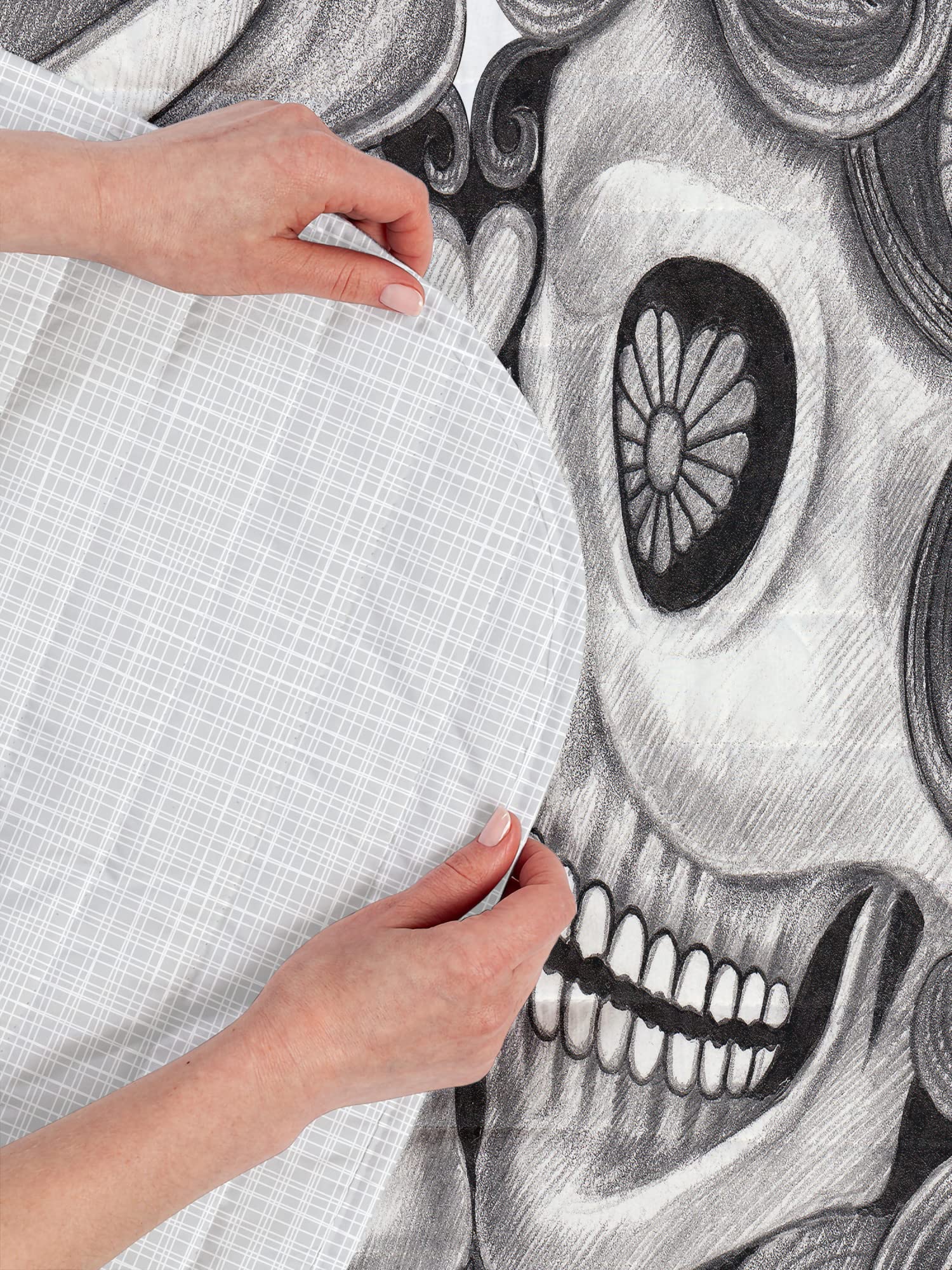 Ambesonne Gothic Reversible Bedspread Set with Pillow Shams - Skull Art & Floral Design Microfiber Comforter for Twin Bed, Charcoal Grey | Perfect for Halloween, Day of the Dead Decor & Gothic Bedroom Theme