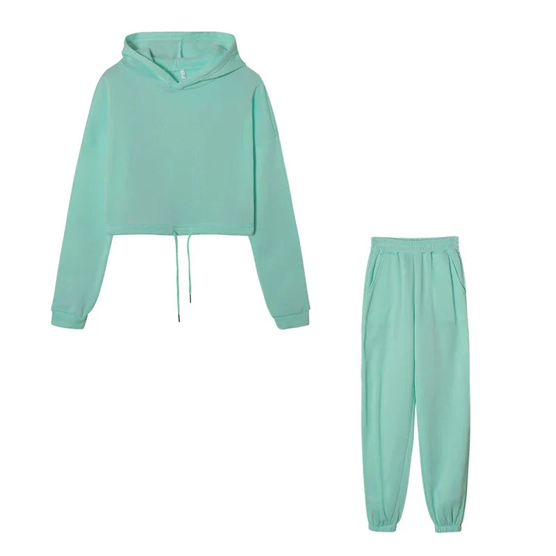 Trendy Women's Long Sleeve Sporty Casual Two-Piece Outfit Set with Waistband - Perfect for Gym, Yoga, Running & Everyday Streetwear