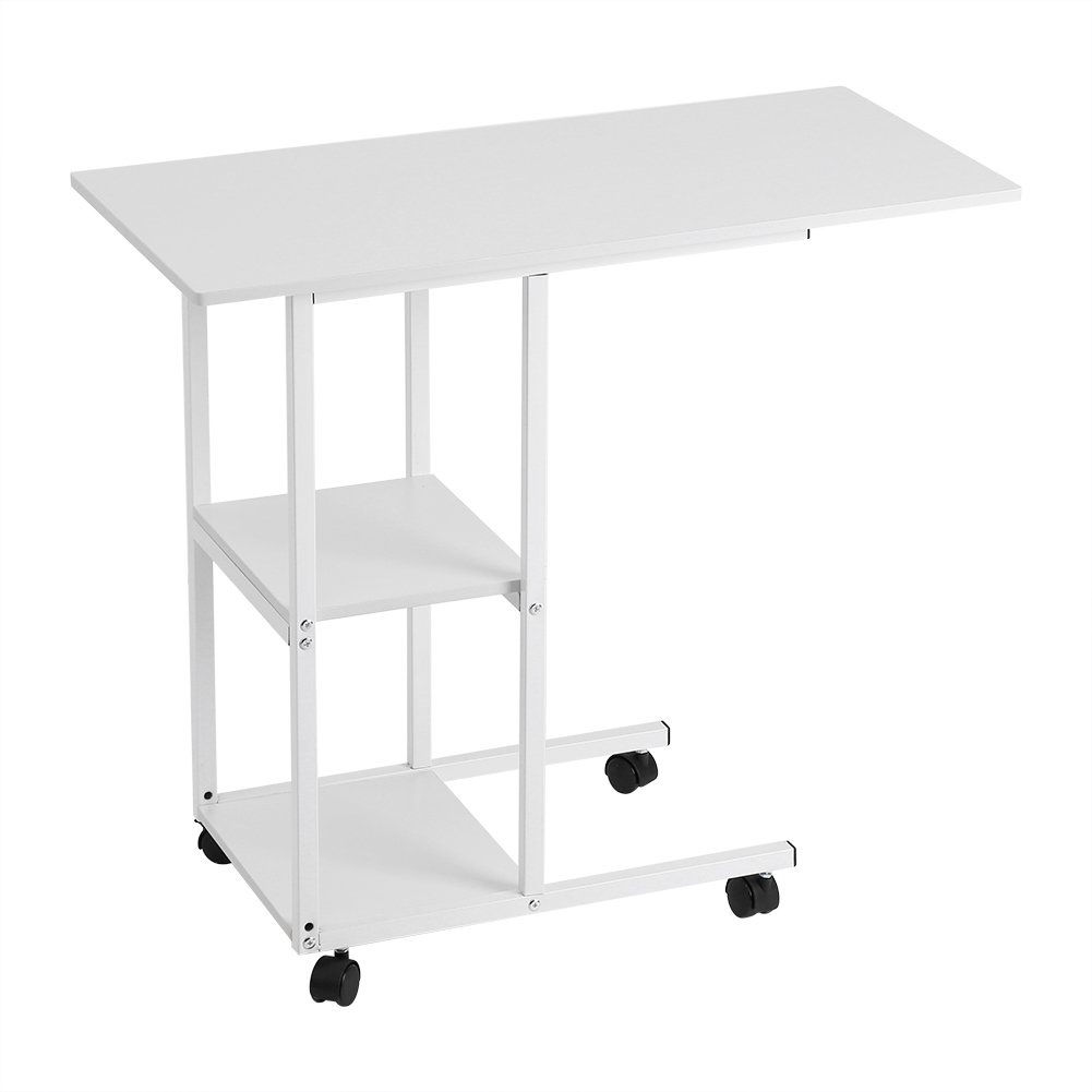 Best Fast Portable Multifunctional Rolling Laptop Desk - Adjustable Height, Removable Tray for Bed, Sofa, Office & Study - Perfect for Work, Reading & Snacking (White)