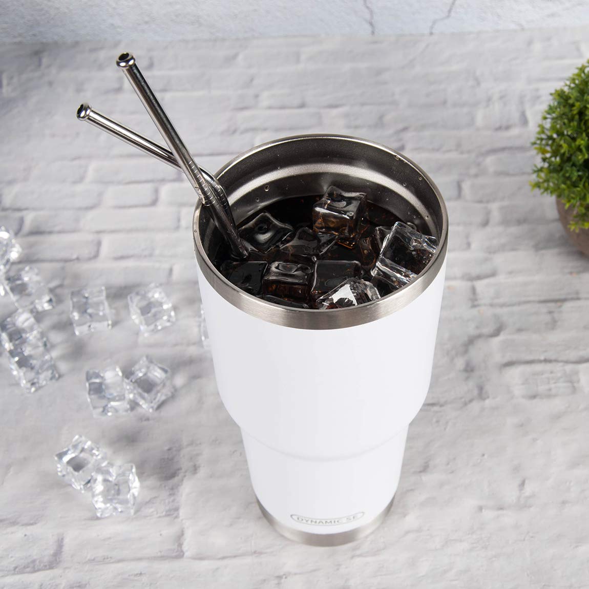 30oz Stainless Steel Tumbler with Straw - Vacuum Insulated for Hot/Cold Drinks - Home & Travel