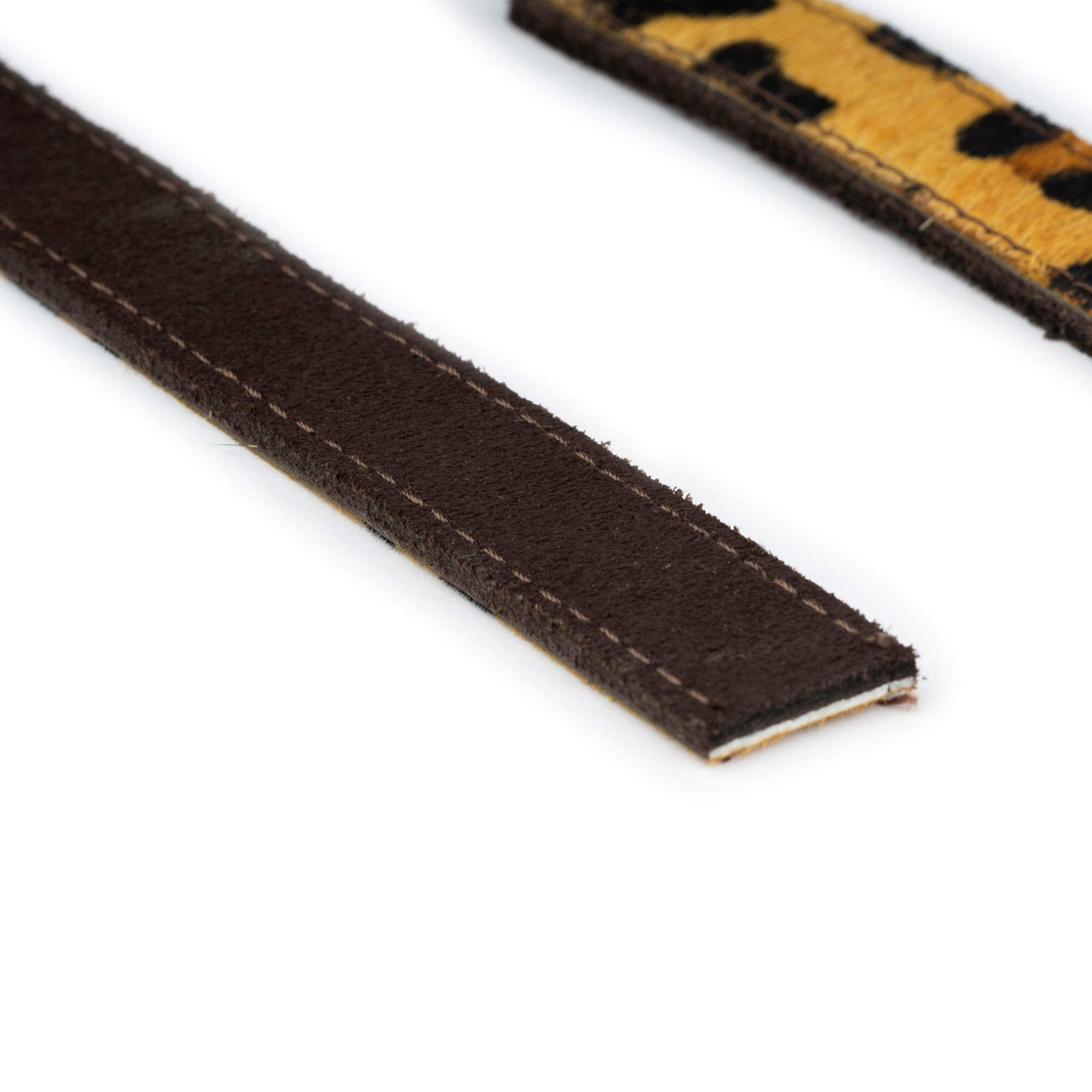 Genuine Brown Suede Reversible Belt with Leopard Print - Compatible with Ferragamo Buckles | Perfect for Casual Outfits & Office Wear