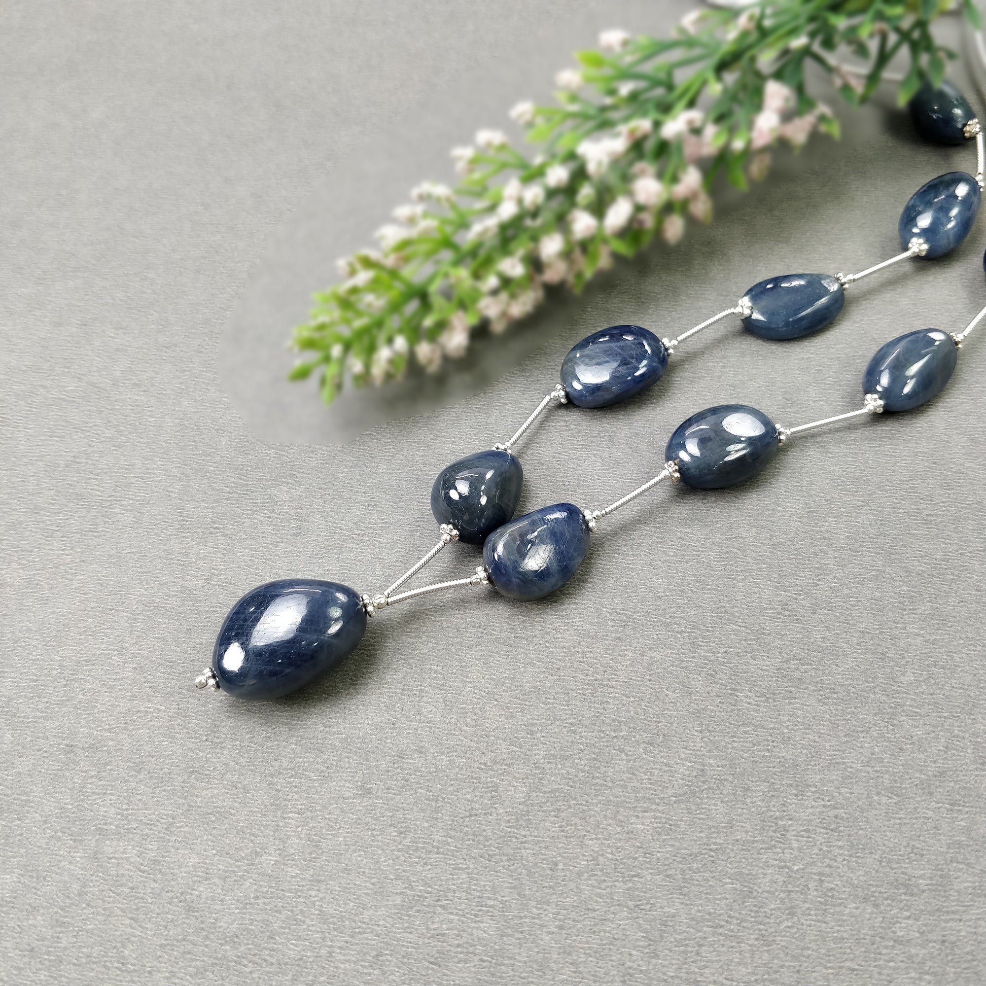 Natural Blue Sapphire Gemstone Cabochon Loose Beads - 271.20cts Untreated Oval Shape (15.5x9mm to 23.5x16.5mm) for Jewelry Making, DIY Crafts & Healing Crystal Collection